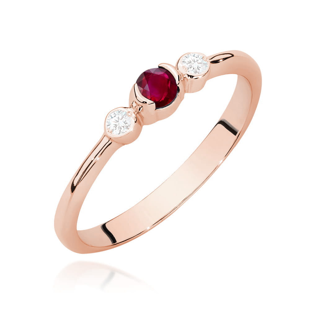 Inel Aur 14K cu Rubin 0.15 ct si Diamante Naturale 0.06 ct