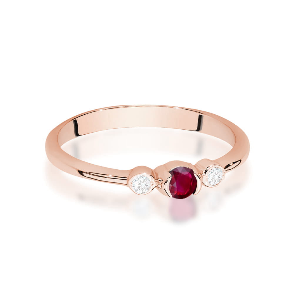 Inel Aur 14K cu Rubin 0.15 ct si Diamante Naturale 0.06 ct