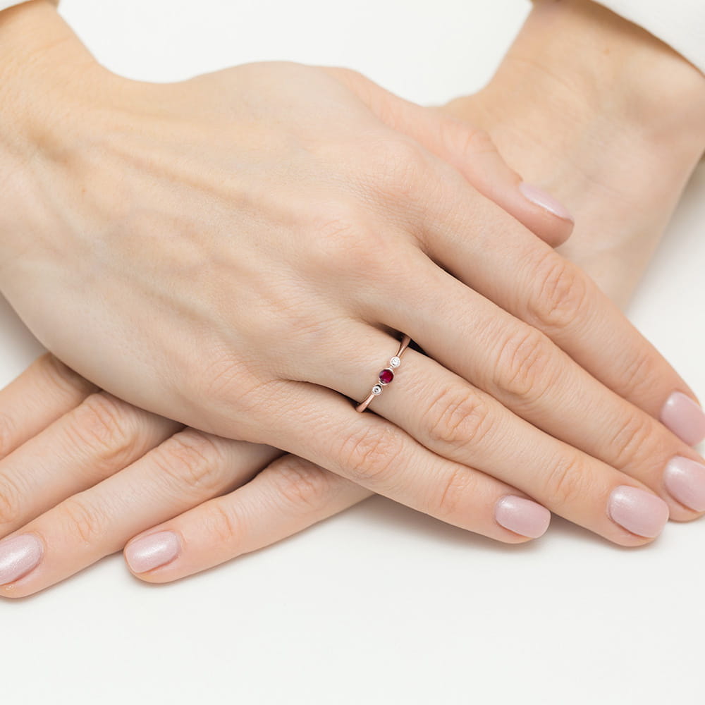 Inel Aur 14K cu Rubin 0.15 ct si Diamante Naturale 0.06 ct