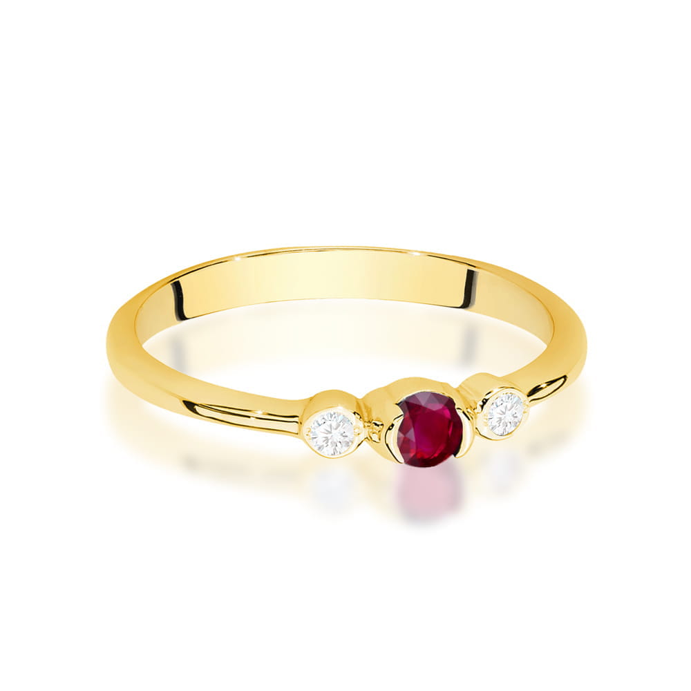 Inel Aur 14K cu Rubin 0.15 ct si Diamante Naturale 0.06 ct