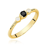 Inel Aur 9K cu Diamante Naturale Albe si Negre 0.18 ct