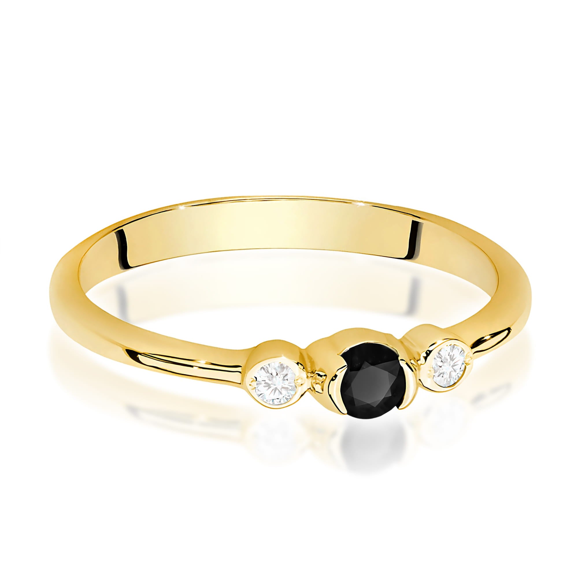 Inel Aur 9K cu Diamante Naturale Albe si Negre 0.18 ct