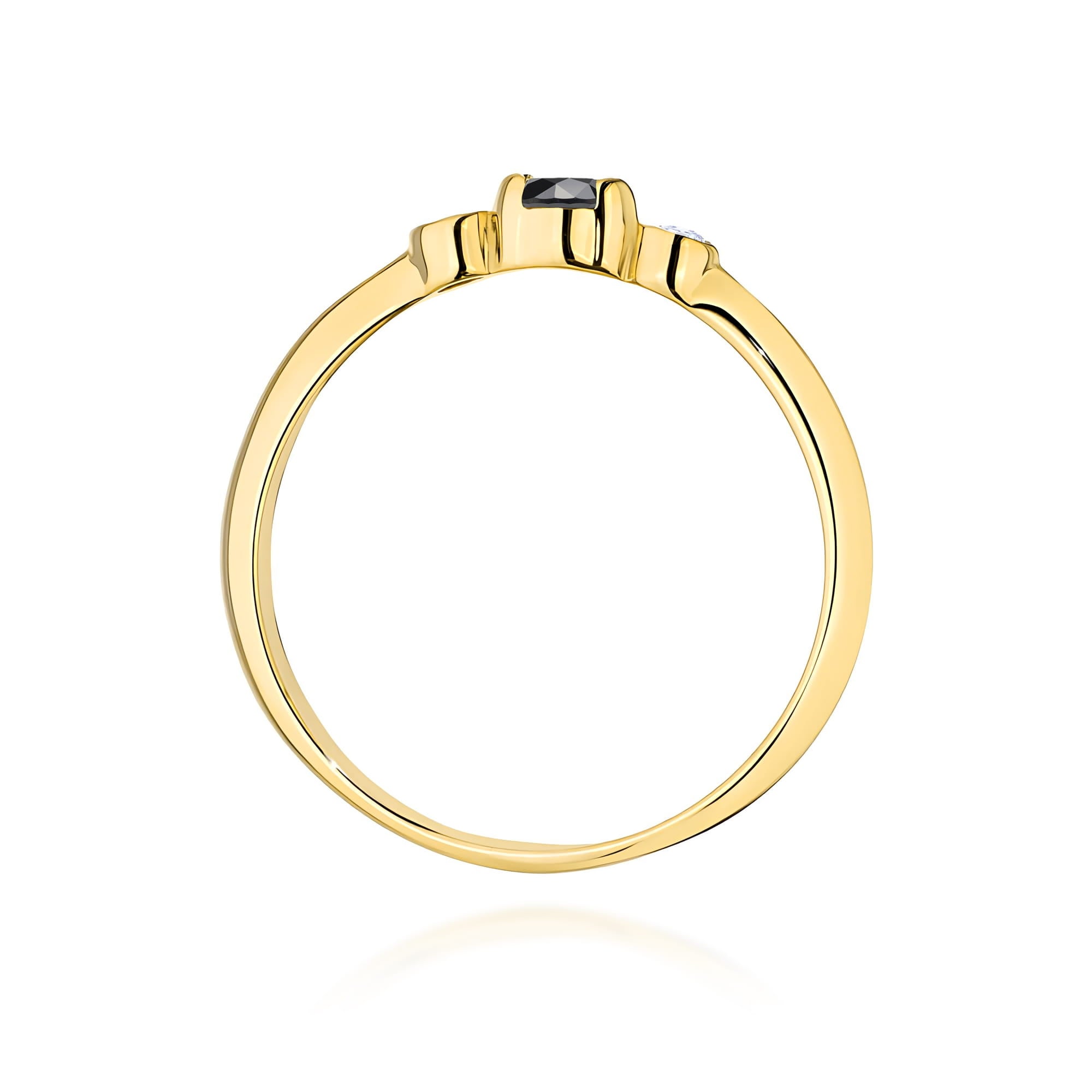 Inel Aur 9K cu Diamante Naturale Albe si Negre 0.18 ct