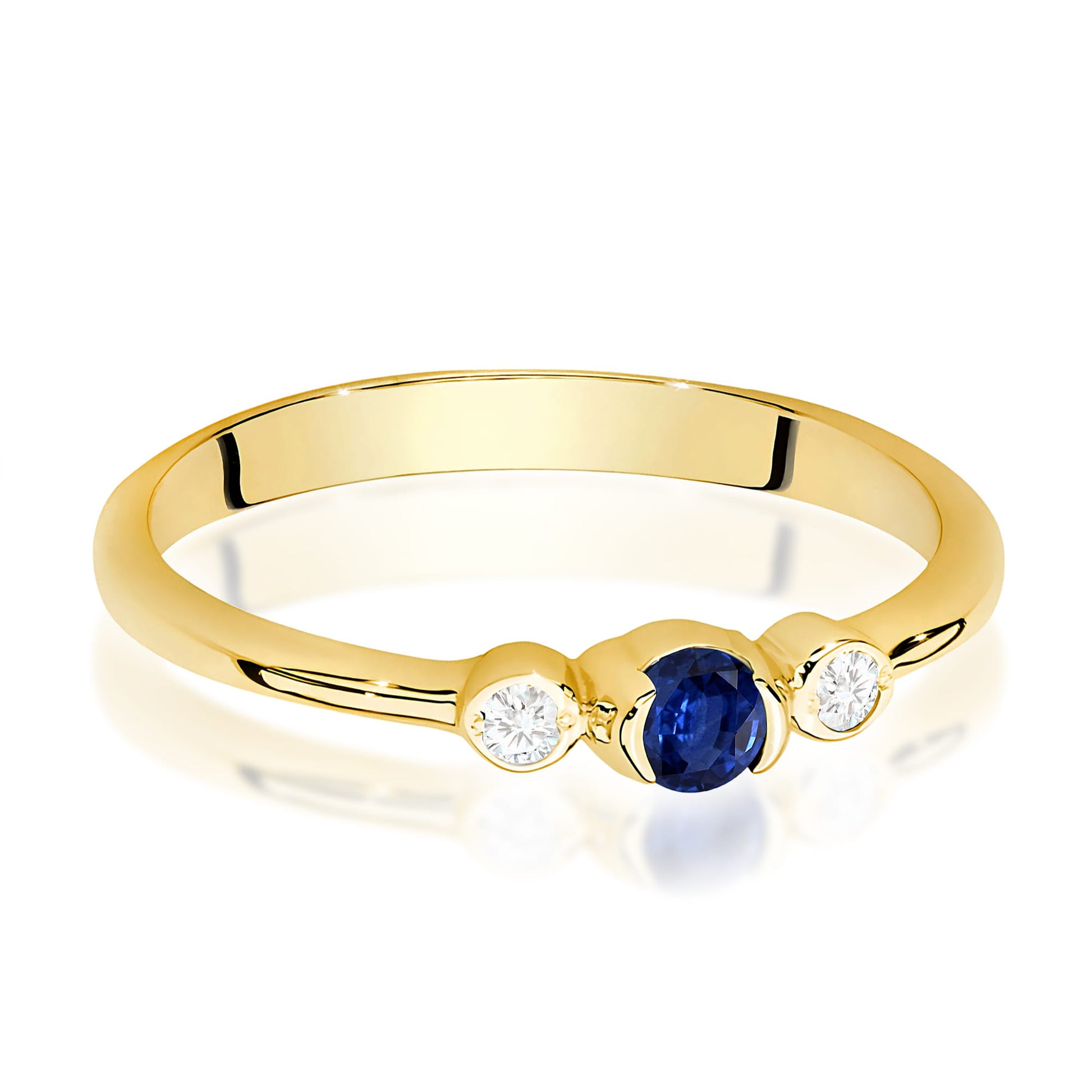 Inel Aur 9K cu Safir 0.15 ct si Diamante Naturale 0.06 ct