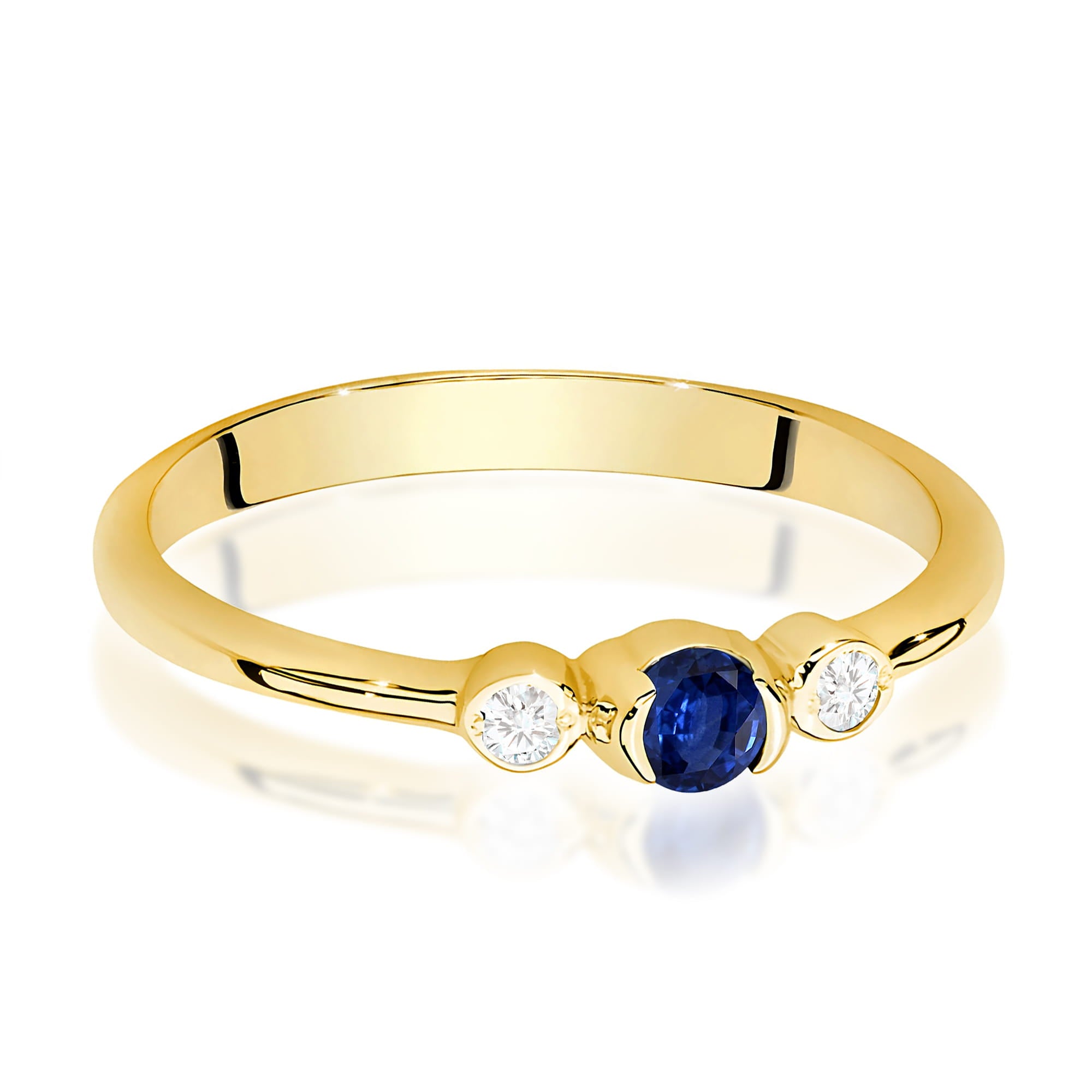 Inel Aur 9K cu Safir 0.15 ct si Diamante Naturale 0.06 ct
