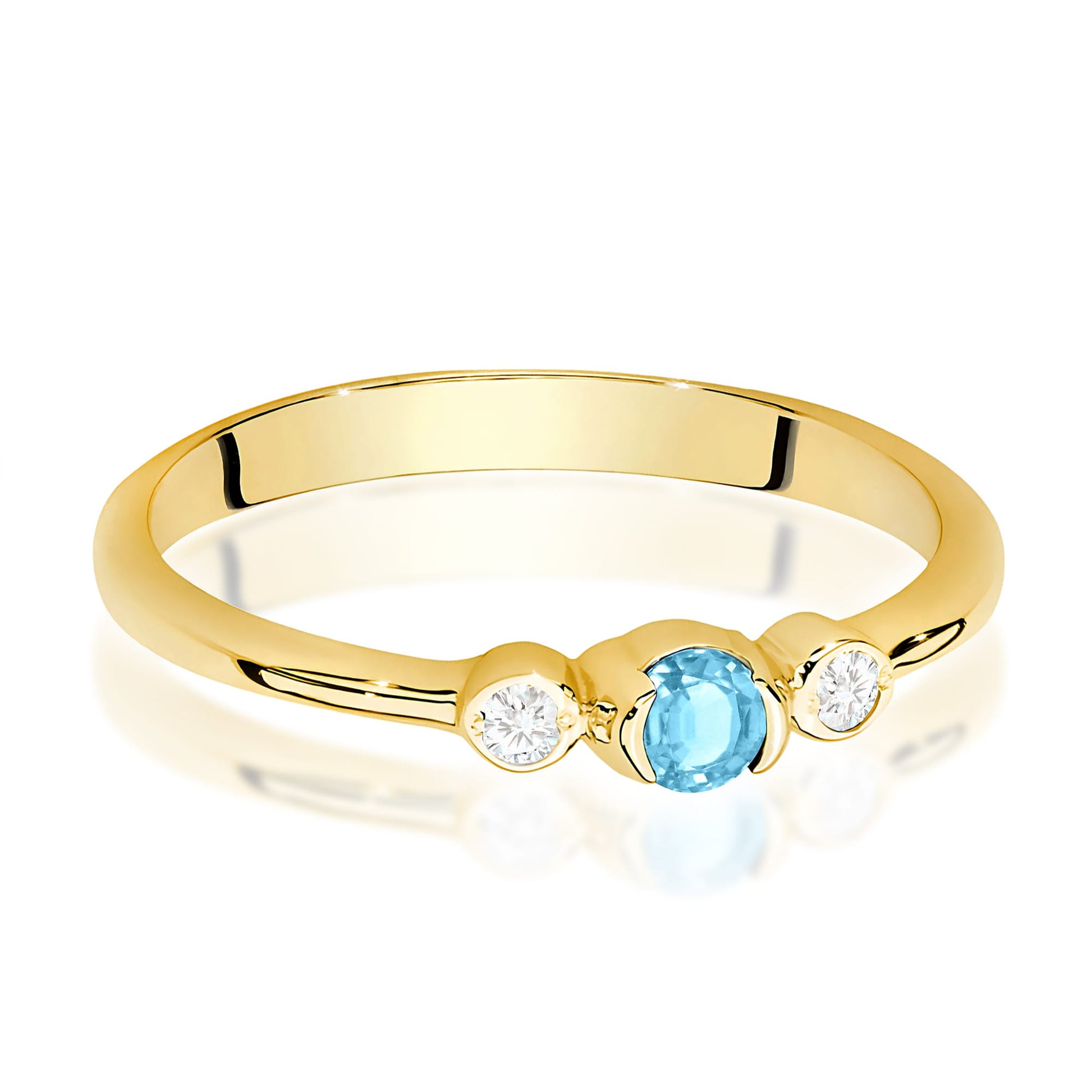 Inel Aur 9K cu Topaz Swiss 0.15 ct si Diamante Naturale 0.06 ct