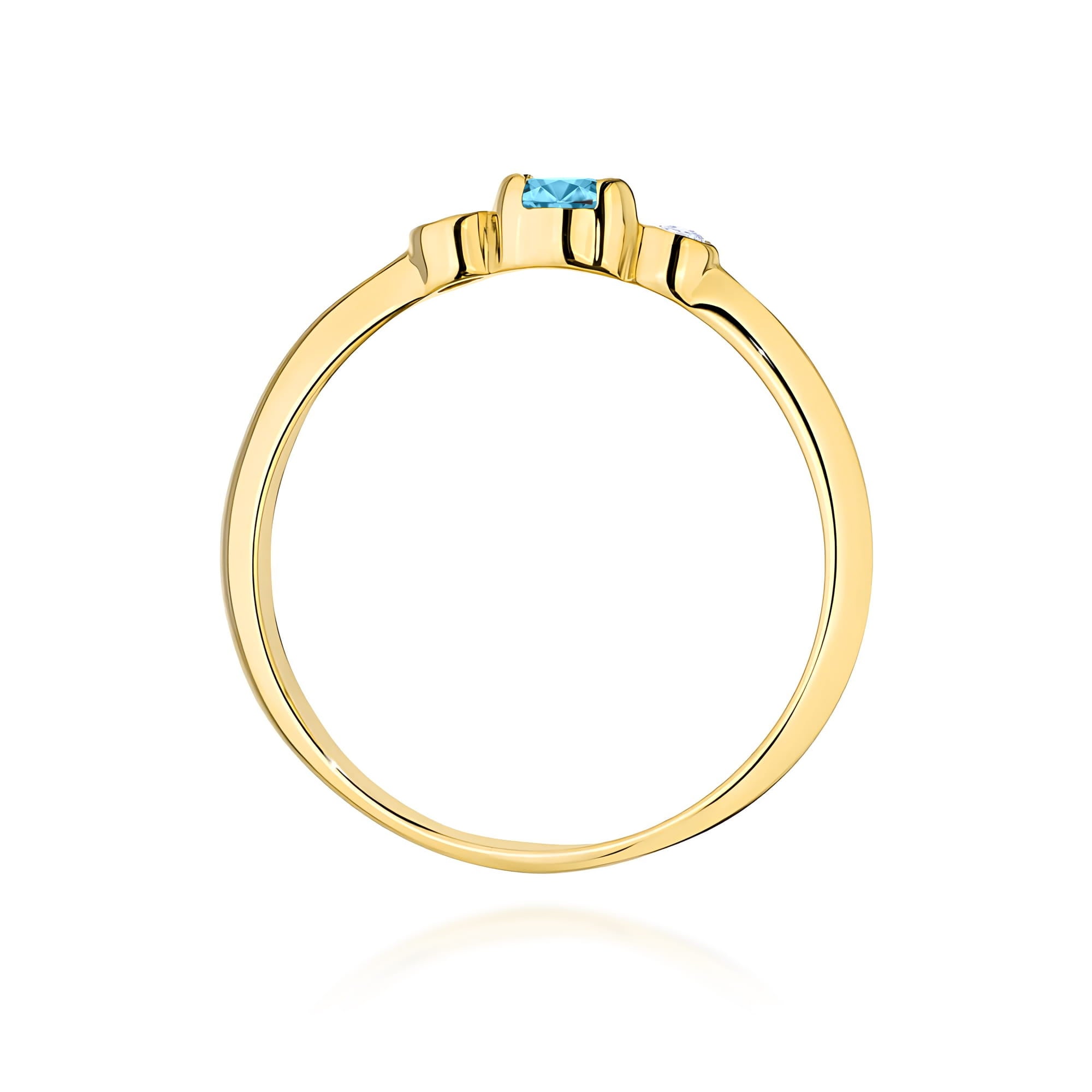 Inel Aur 9K cu Topaz Swiss 0.15 ct si Diamante Naturale 0.06 ct