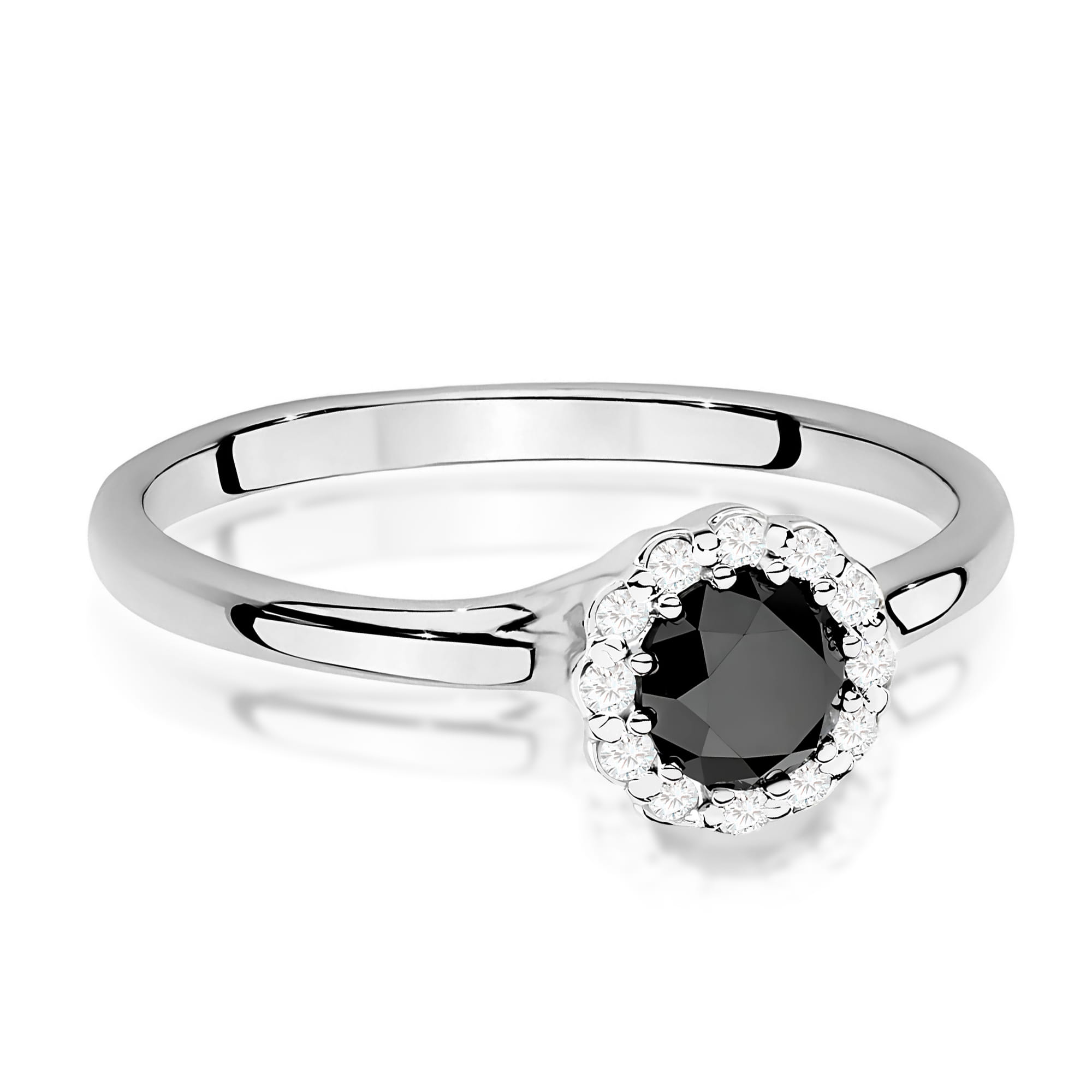 Inel Aur 9K cu Diamante Naturale Albe si Negre 0.60 ct