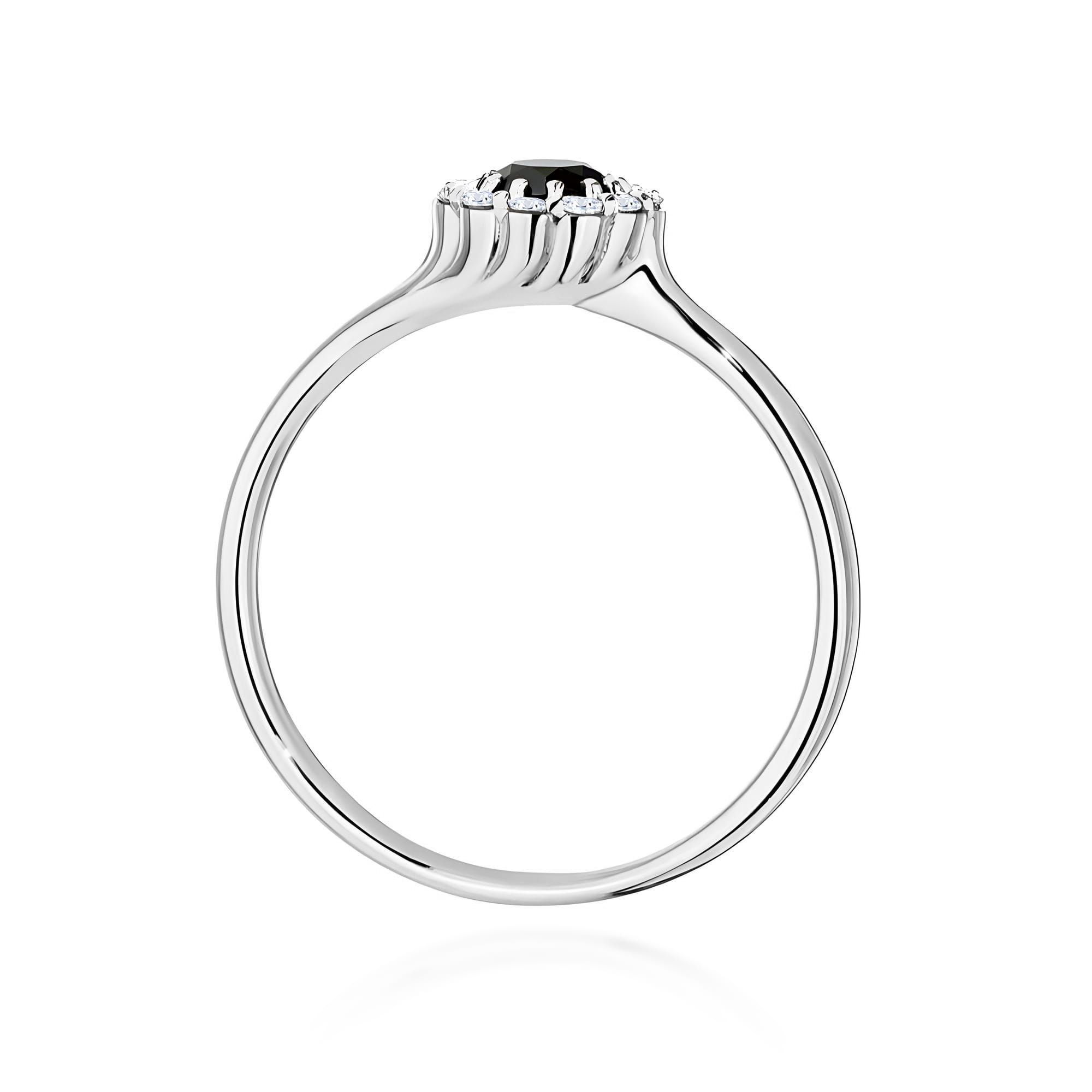 Inel Aur 9K cu Diamante Naturale Albe si Negre 0.60 ct