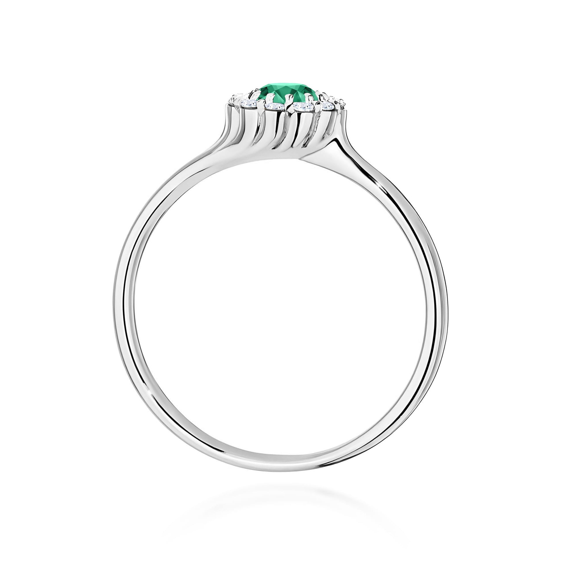 Inel Aur 9K cu Smarald 0.50 ct si Diamante Naturale 0.10 ct
