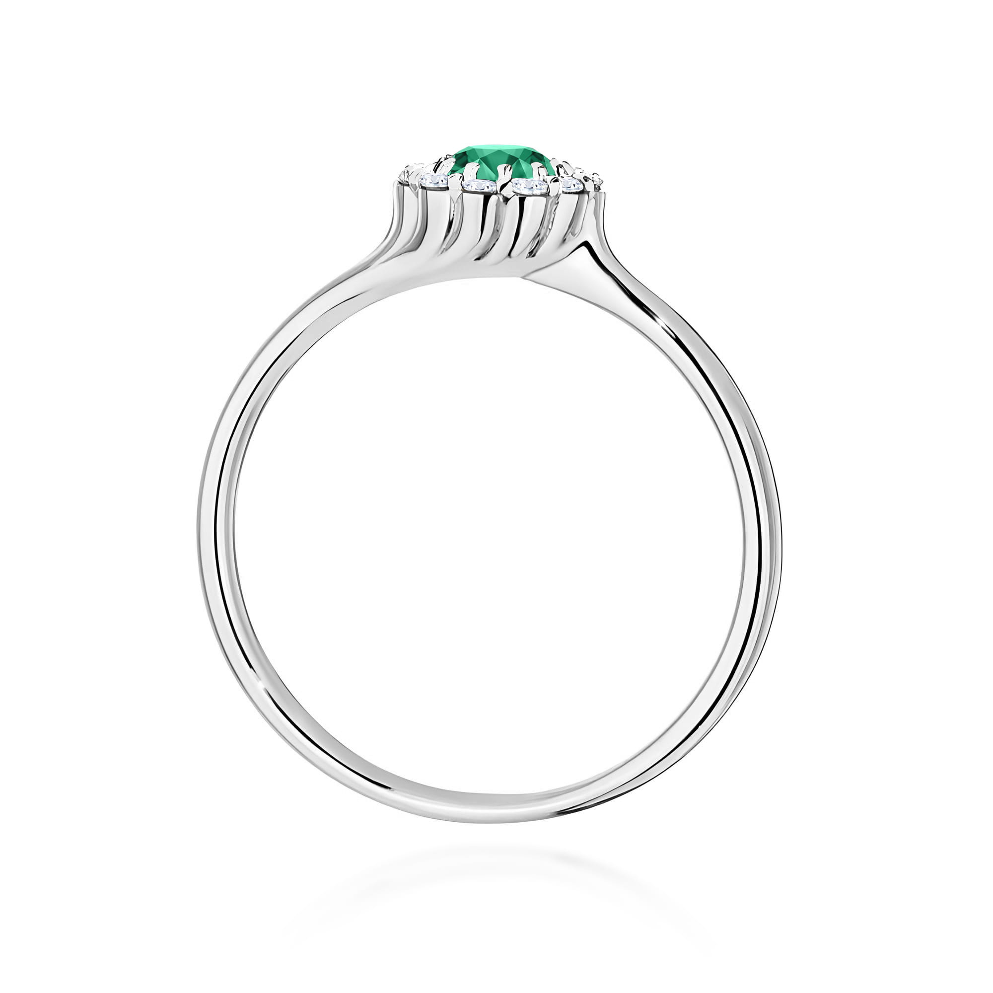 Inel Aur 9K cu Smarald 0.50 ct si Diamante Naturale 0.10 ct