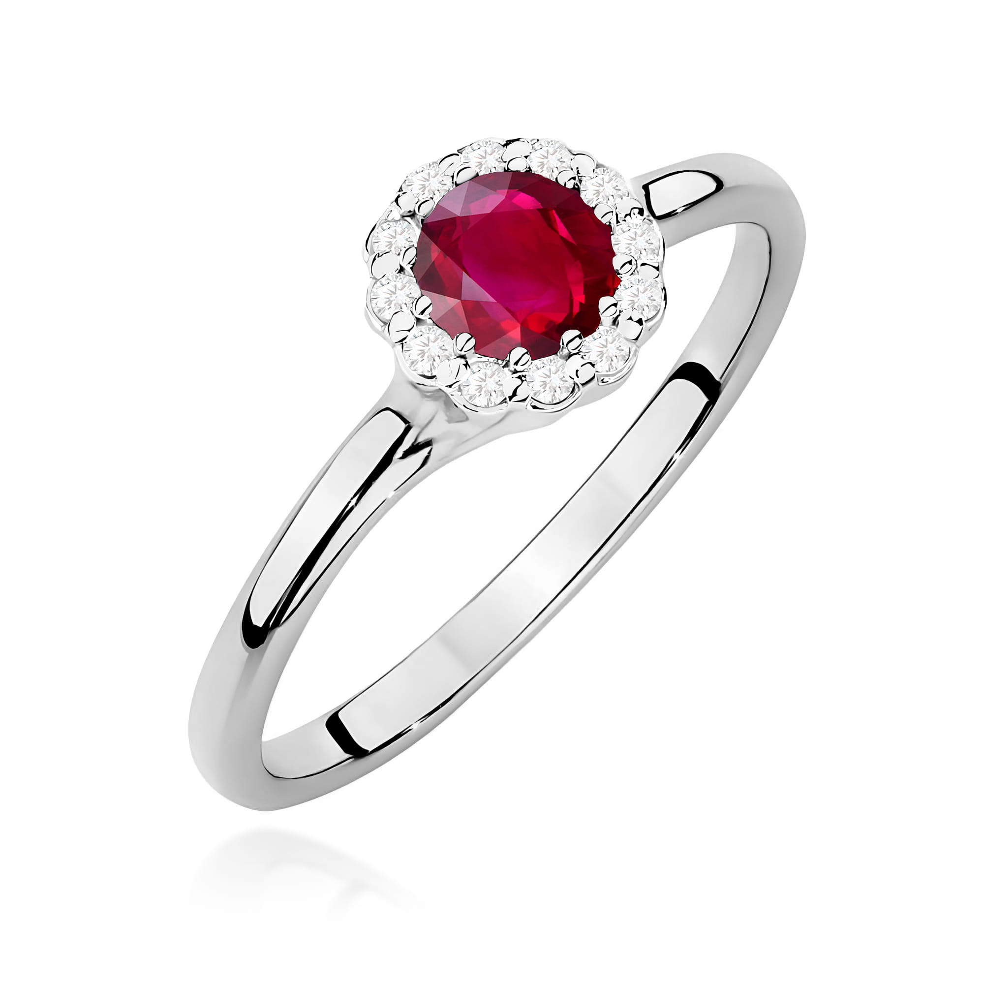 Inel Aur 9K cu Rubin 0.60 ct si Diamante Naturale 0.10 ct
