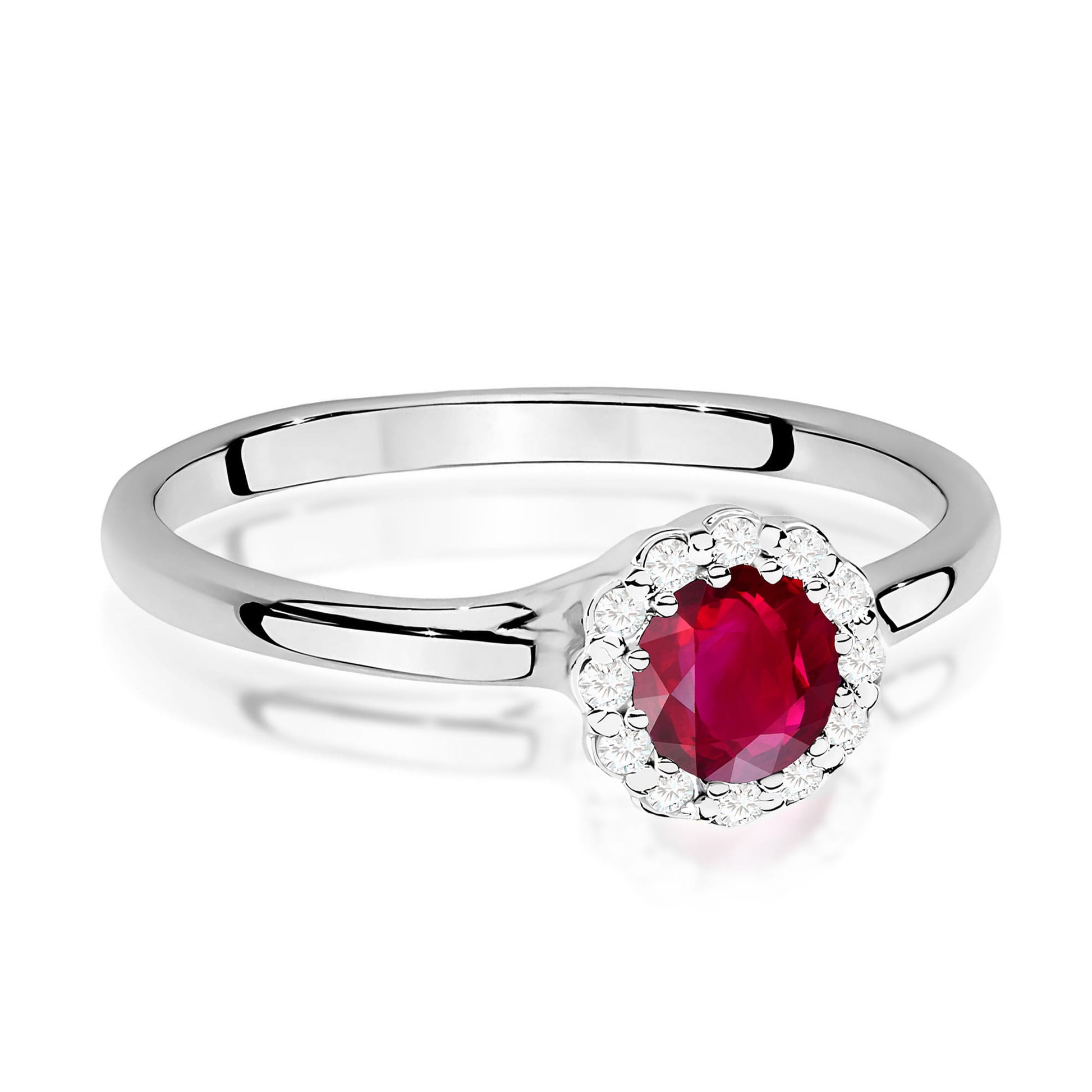 Inel Aur 9K cu Rubin 0.60 ct si Diamante Naturale 0.10 ct