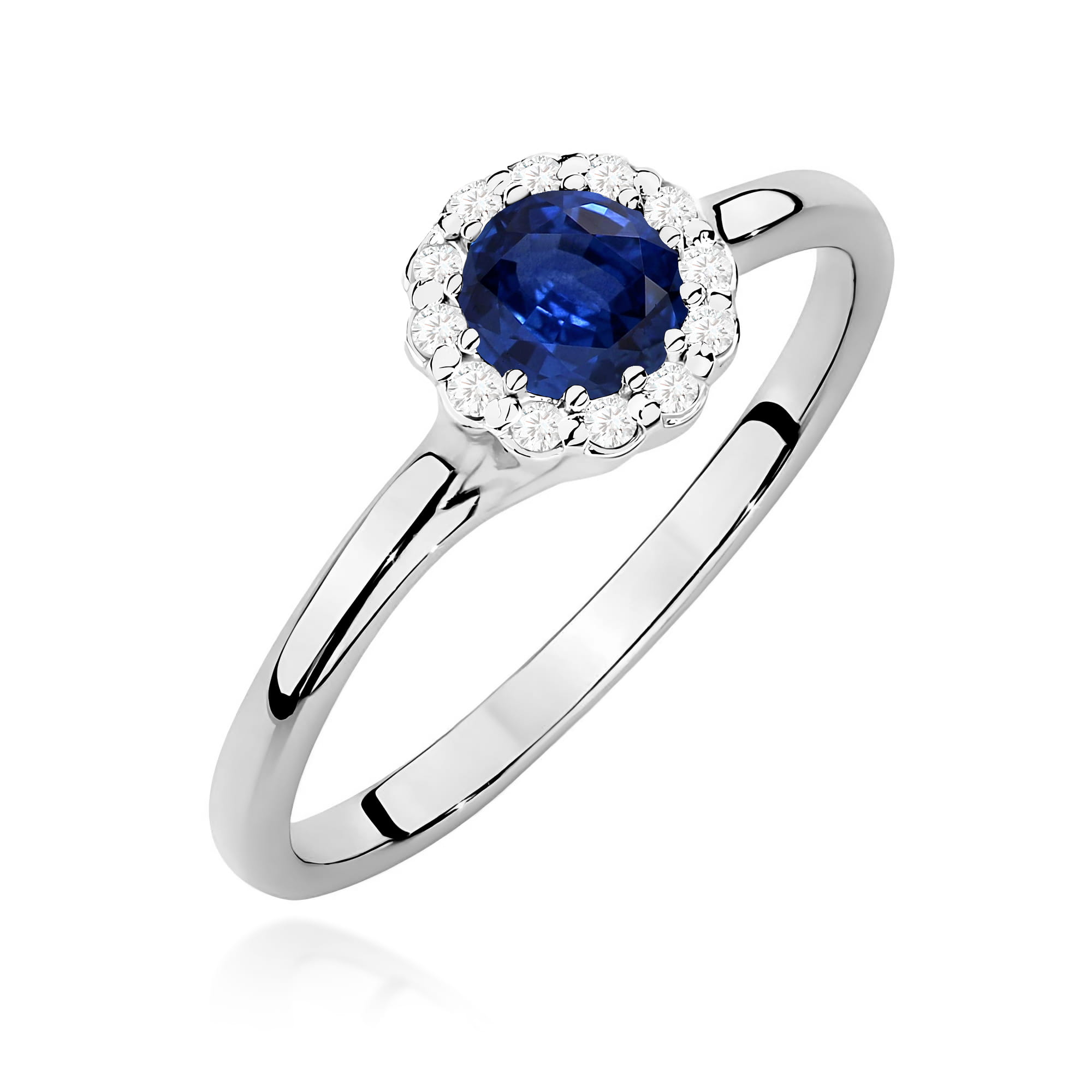 Inel Aur 9K cu Safir 0.50 ct si Diamante Naturale 0.10 ct