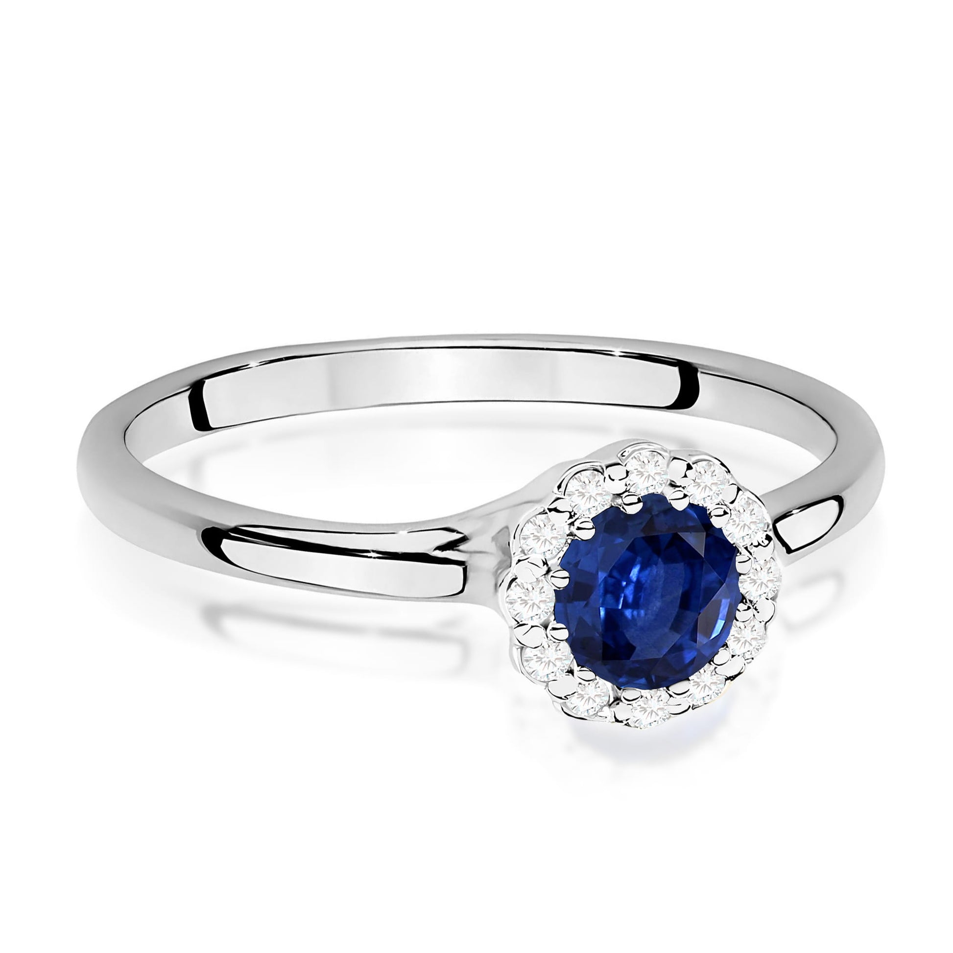 Inel Aur 9K cu Safir 0.50 ct si Diamante Naturale 0.10 ct