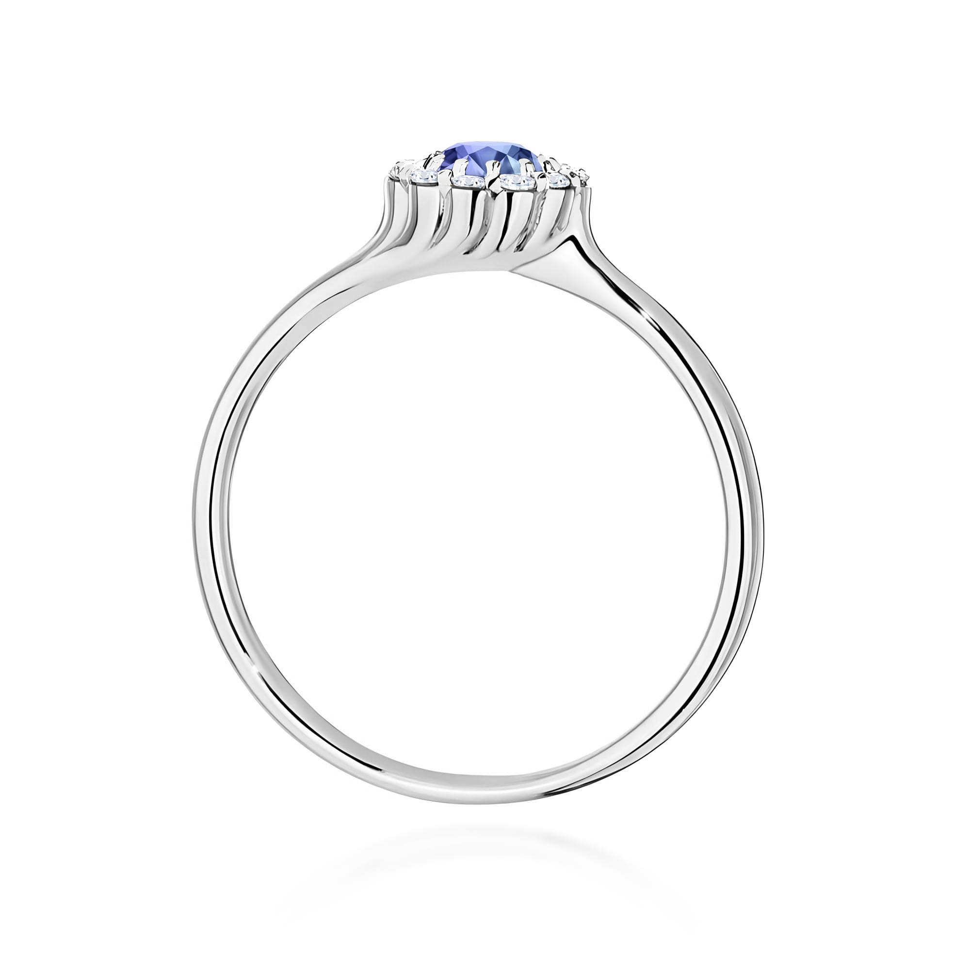 Inel Aur 9K cu Tanzanit 0.50 ct si Diamante Naturale 0.10 ct