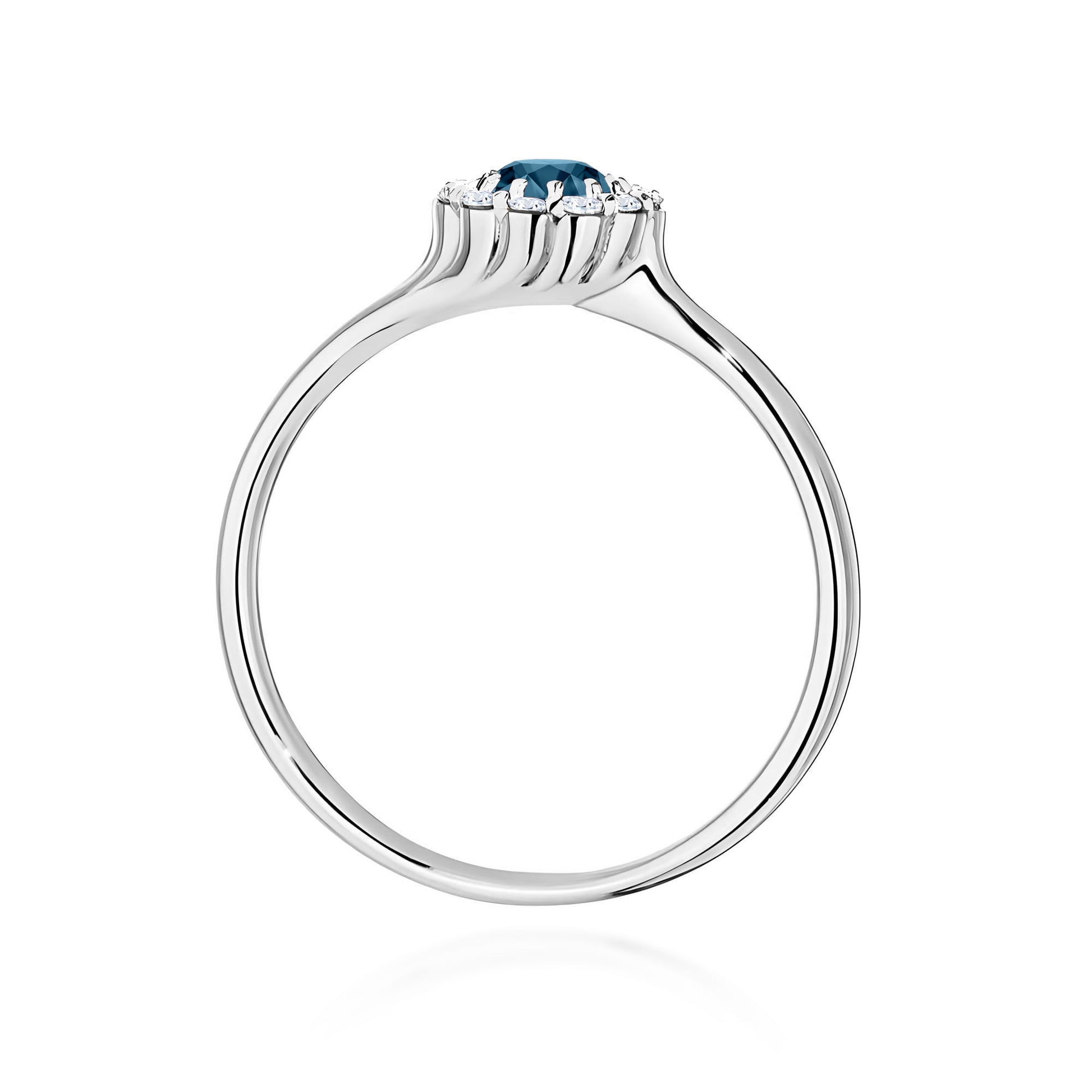 Inel Aur 9K cu Topaz London Blue 0.50 ct si Diamante Naturale 0.10 ct