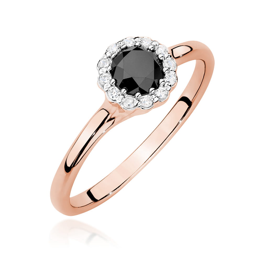 Inel Aur 14K cu Diamant Negru 0.50 ct si Diamante 0.10 ct