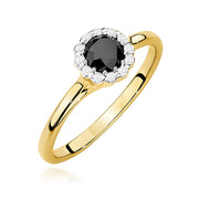 Inel Aur 9K cu Diamante Naturale Albe si Negre 0.60 ct