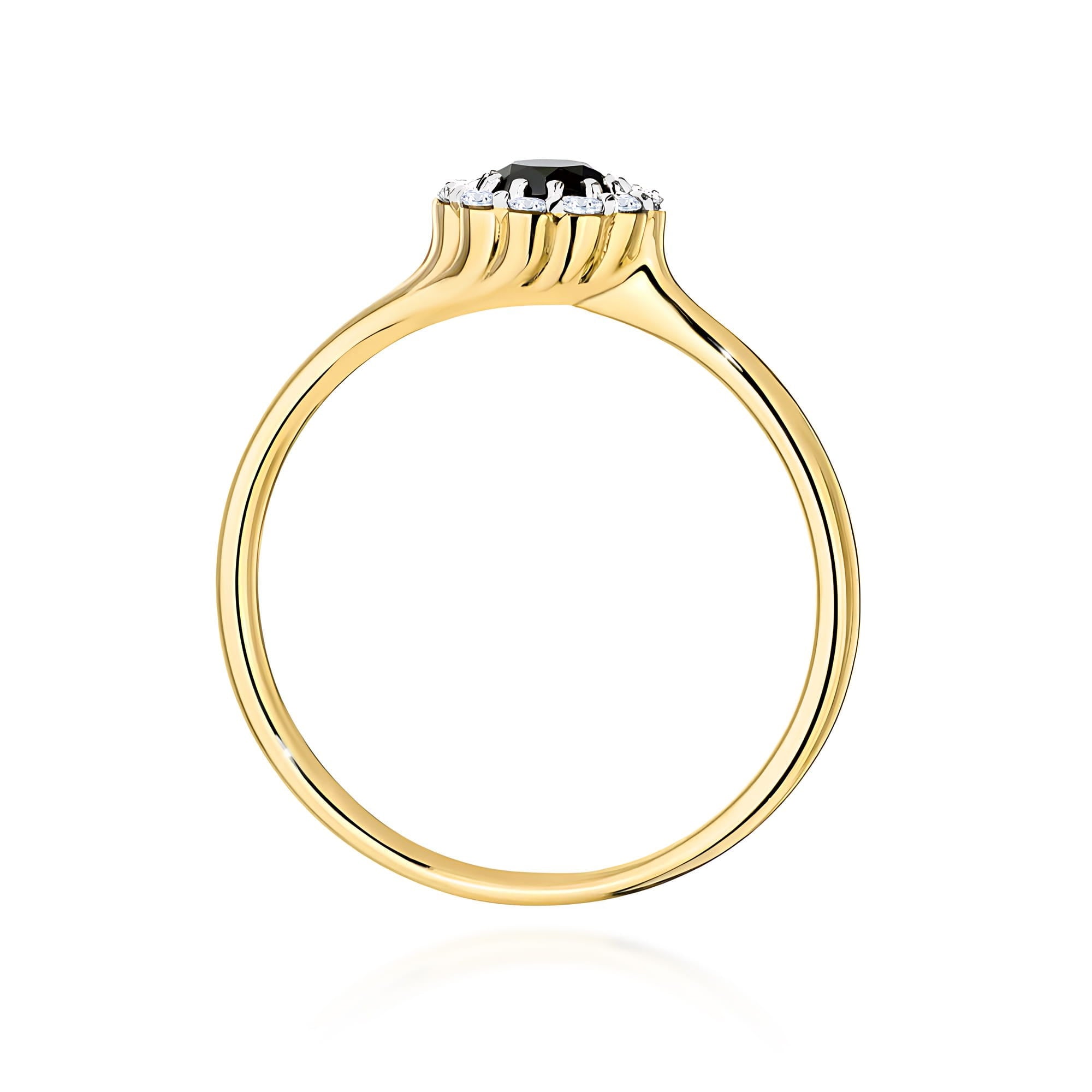 Inel Aur 9K cu Diamante Naturale Albe si Negre 0.60 ct