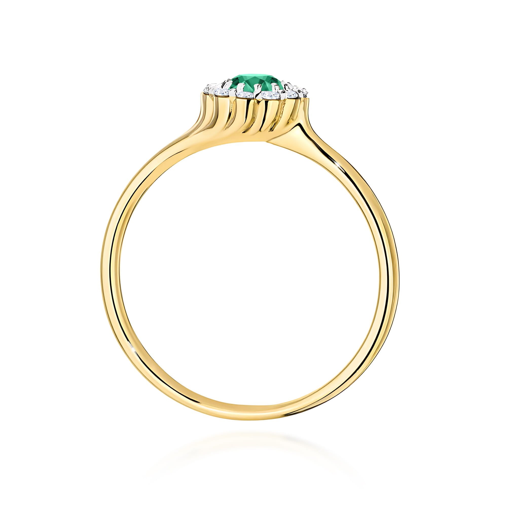 Inel Aur 9K cu Smarald 0.50 ct si Diamante Naturale 0.10 ct