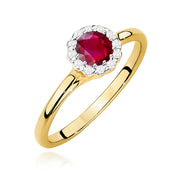 Inel Aur 9K cu Rubin 0.60 ct si Diamante Naturale 0.10 ct