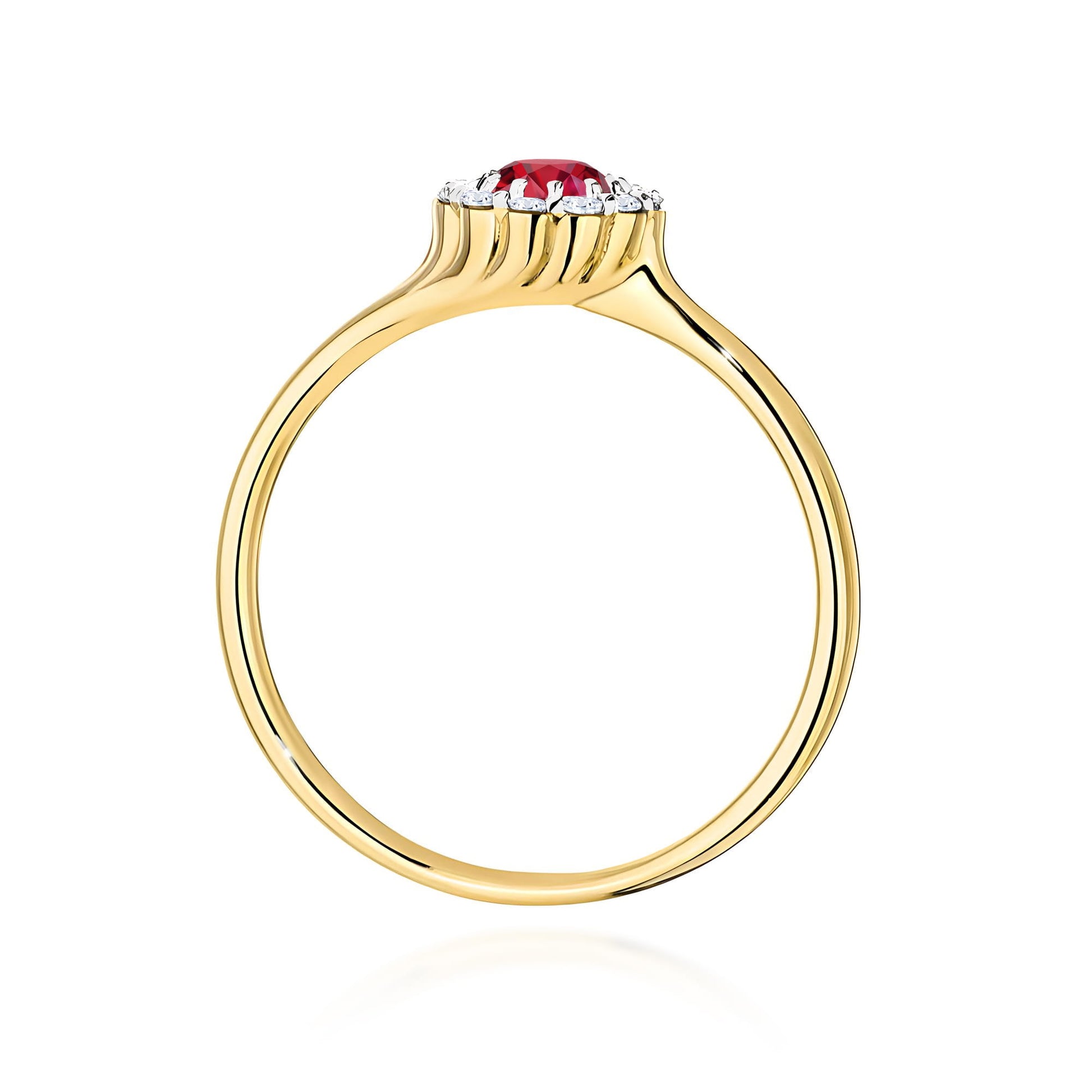 Inel Aur 9K cu Rubin 0.60 ct si Diamante Naturale 0.10 ct