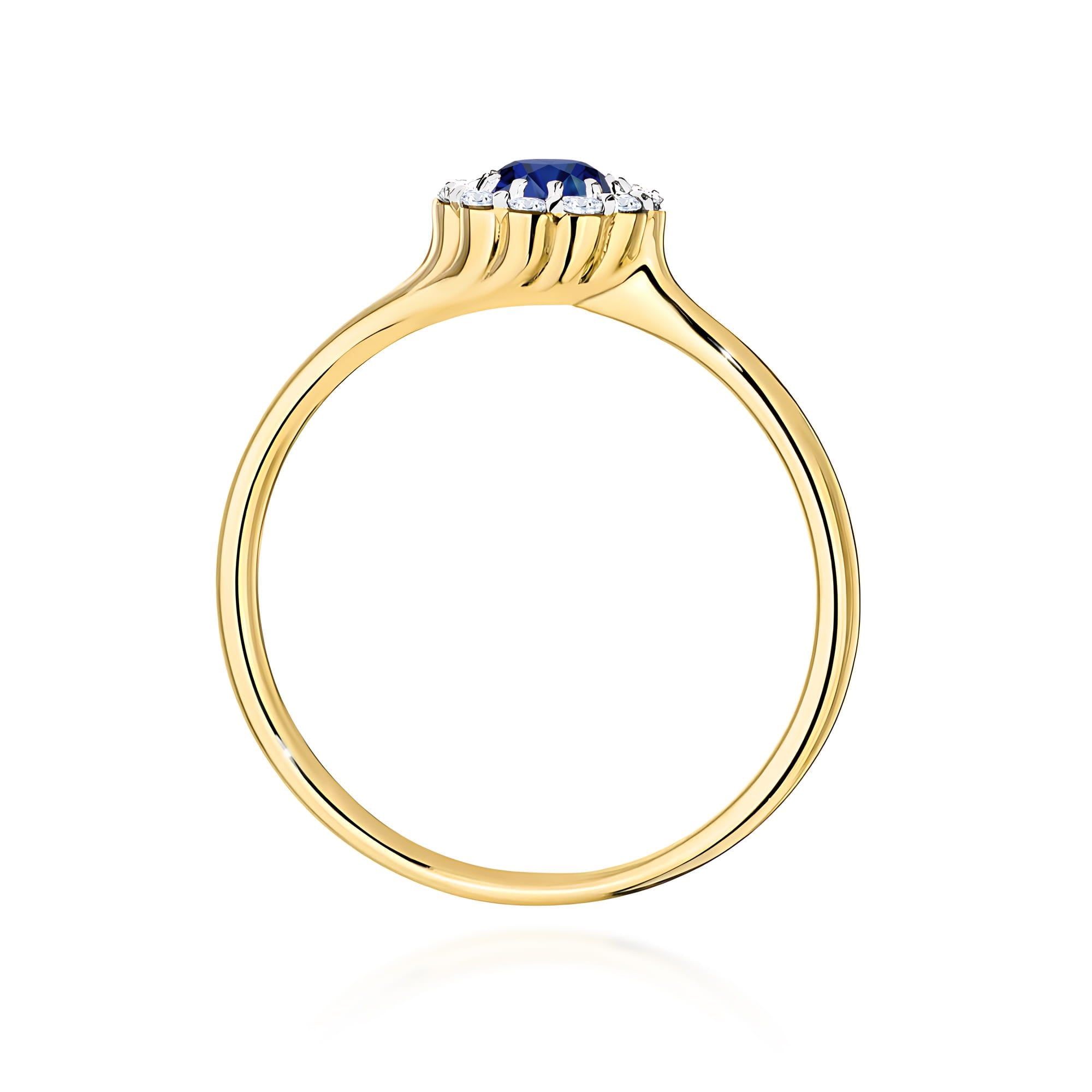 Inel Aur 9K cu Safir 0.50 ct si Diamante Naturale 0.10 ct