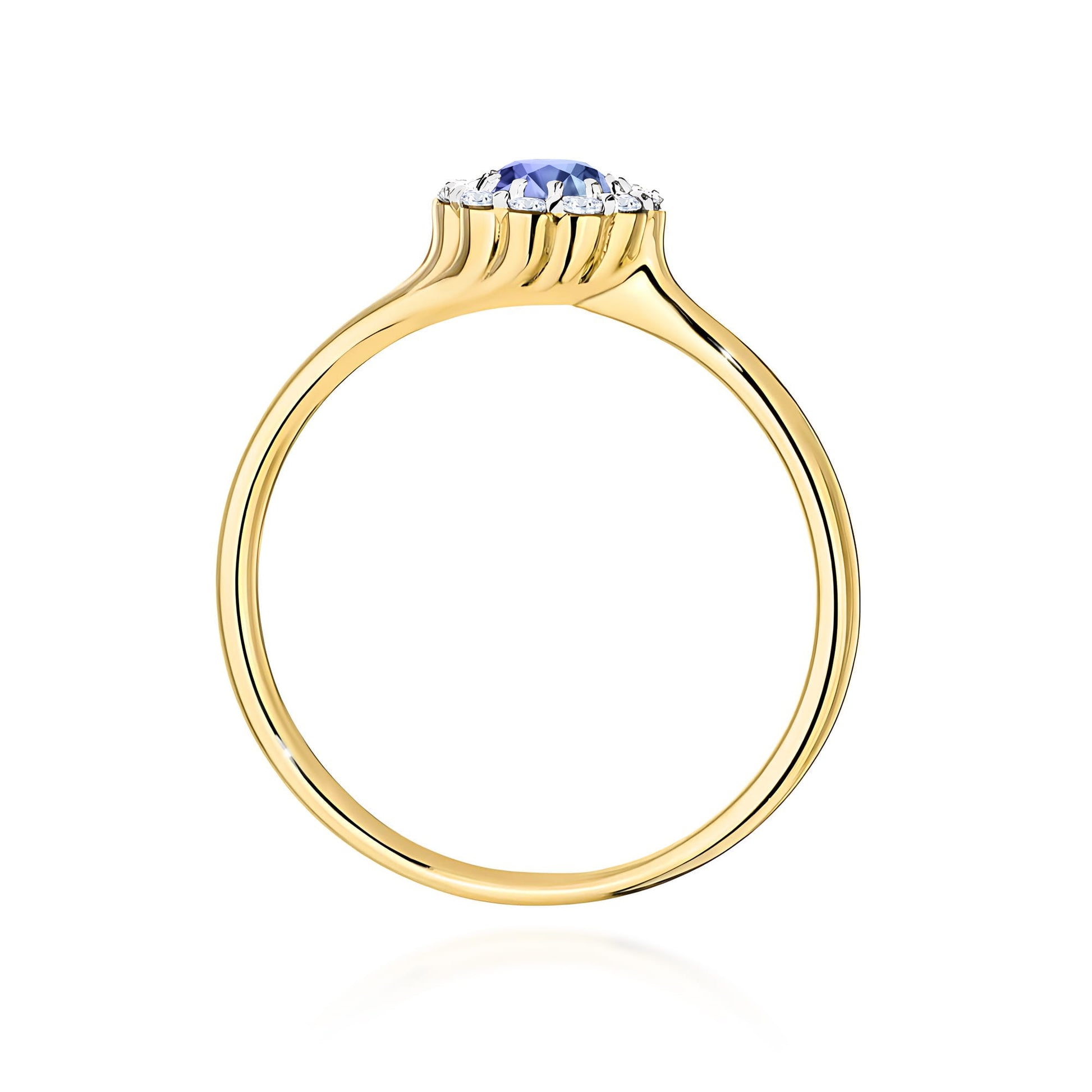 Inel Aur 9K cu Tanzanit 0.50 ct si Diamante Naturale 0.10 ct