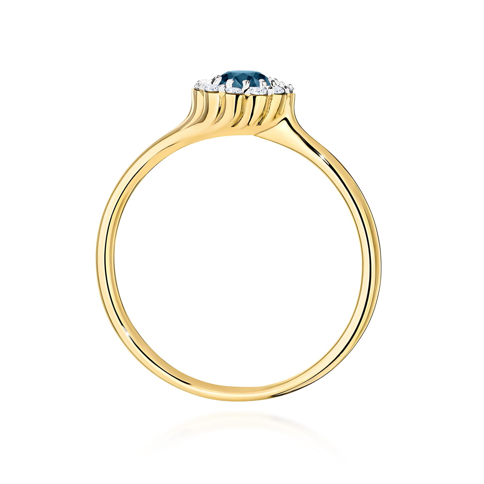 Inel Aur 9K cu Topaz London Blue 0.50 ct si Diamante Naturale 0.10 ct