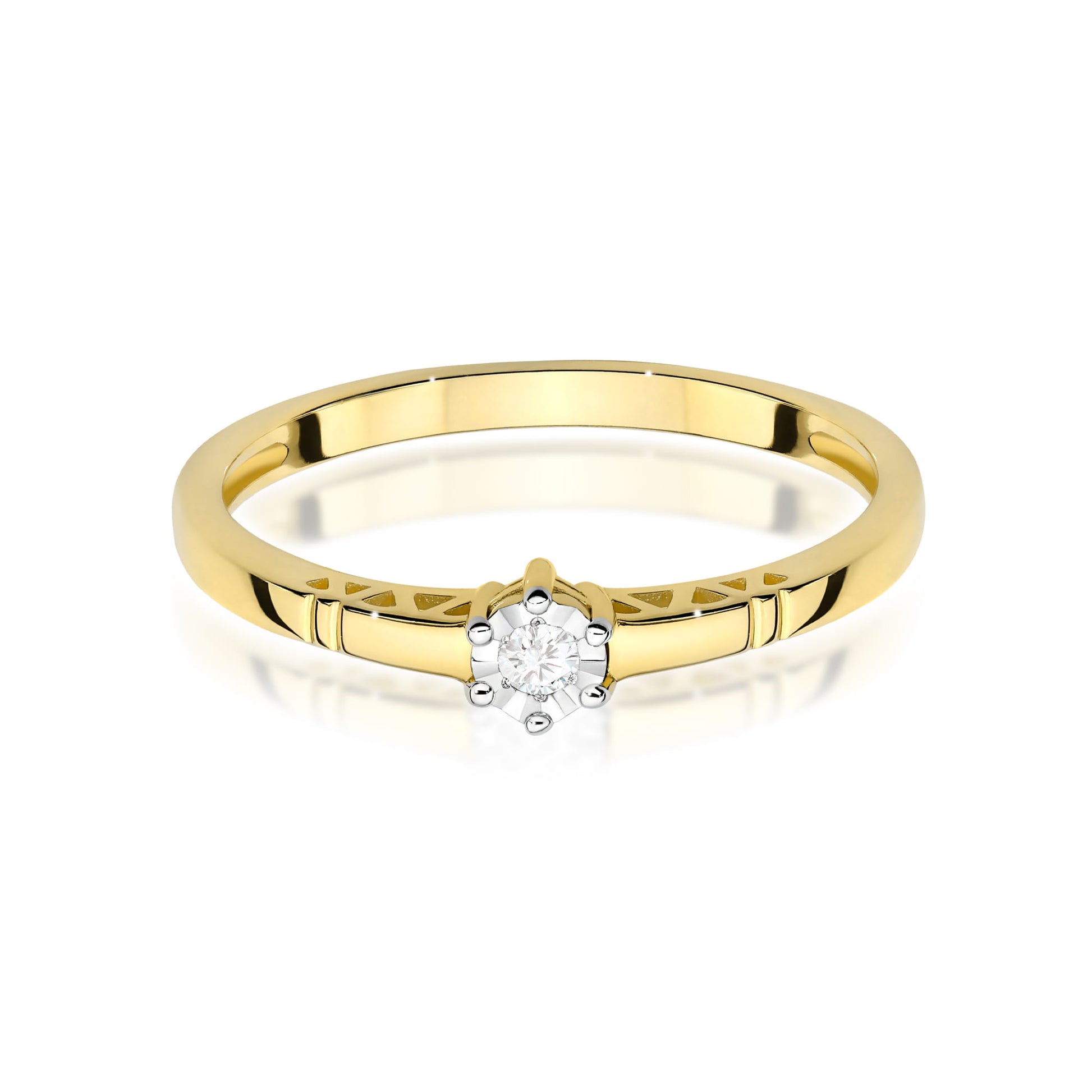 Inel Aur 9K cu Diamant Natural 0.03 ct