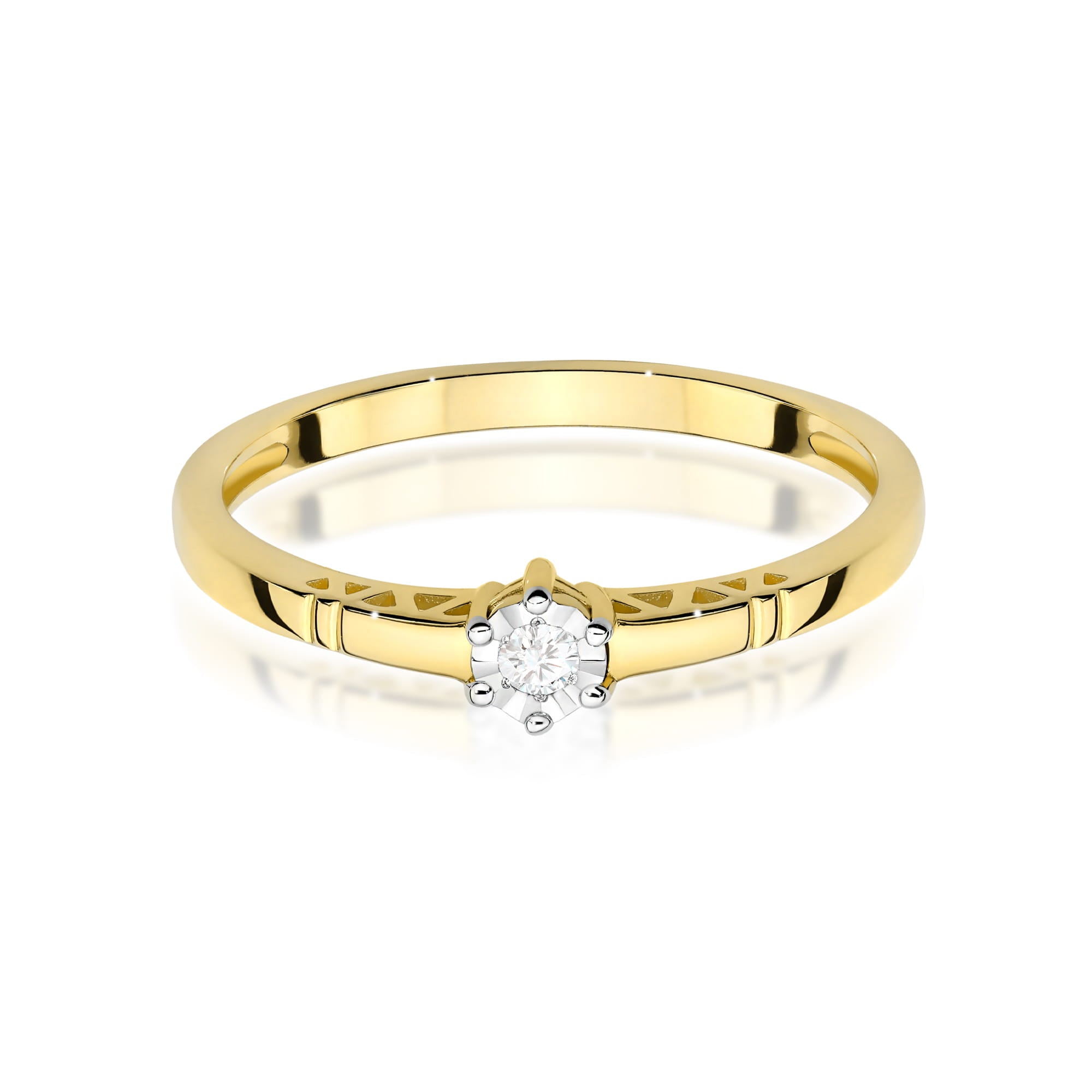 Inel Aur 9K cu Diamant Natural 0.03 ct