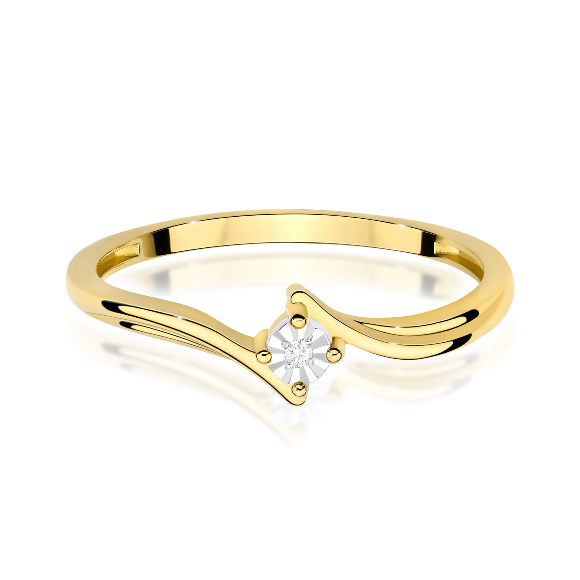 Inel Aur 9K cu Diamant Natural 0.01 ct