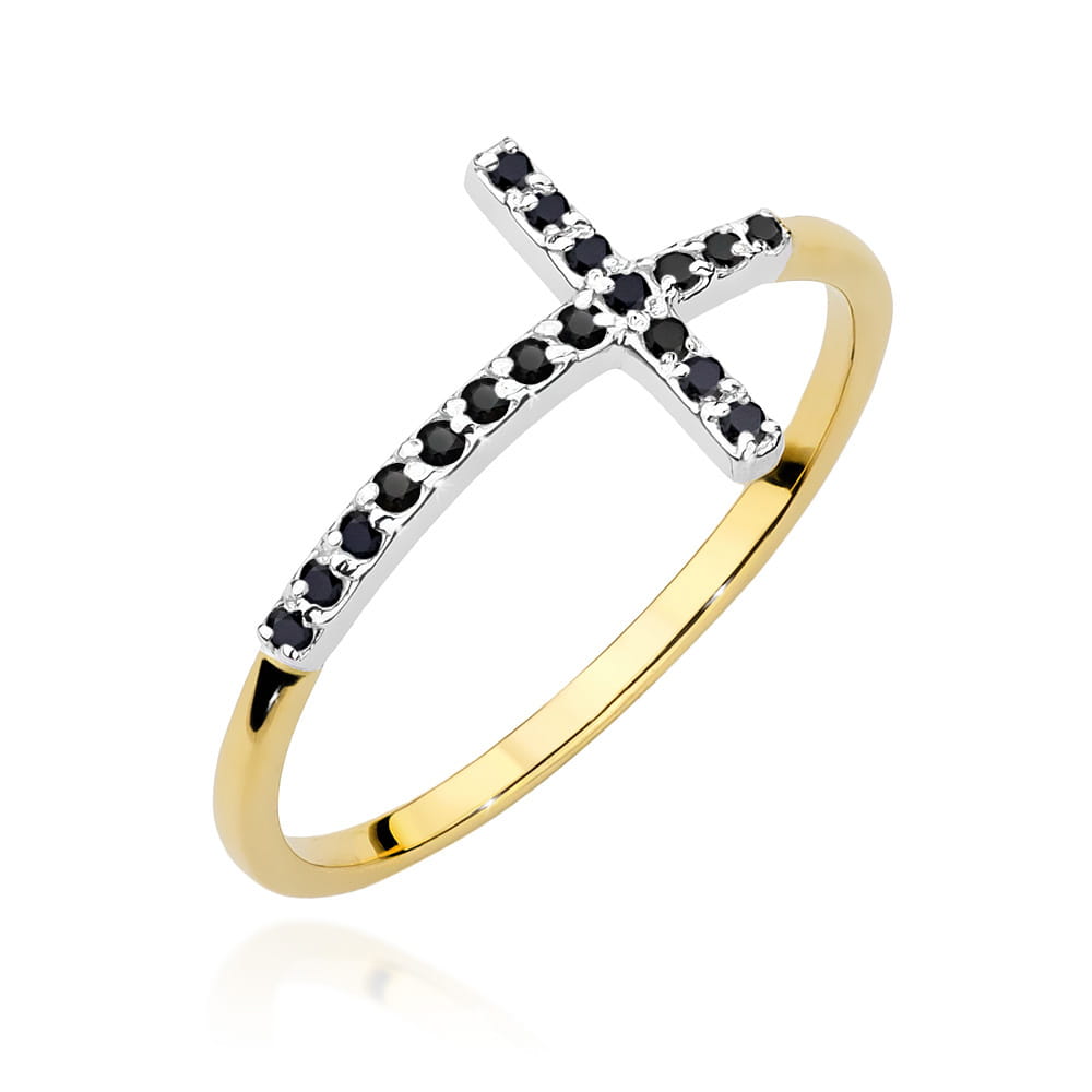 Inel Aur 14K cu Diamante Negre 0.09 ct