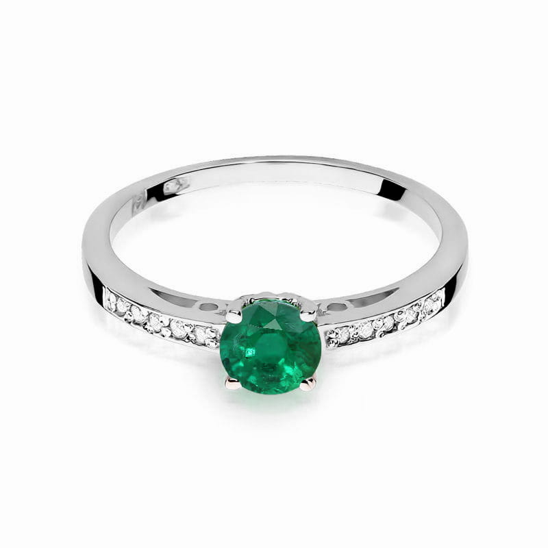 Inel Aur 14k cu Smarald 0.50 ct - Alb