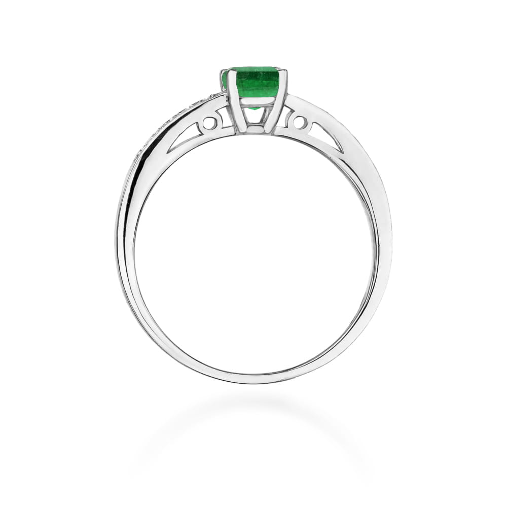 Inel Aur 14k cu Smarald 0.50 ct - Alb