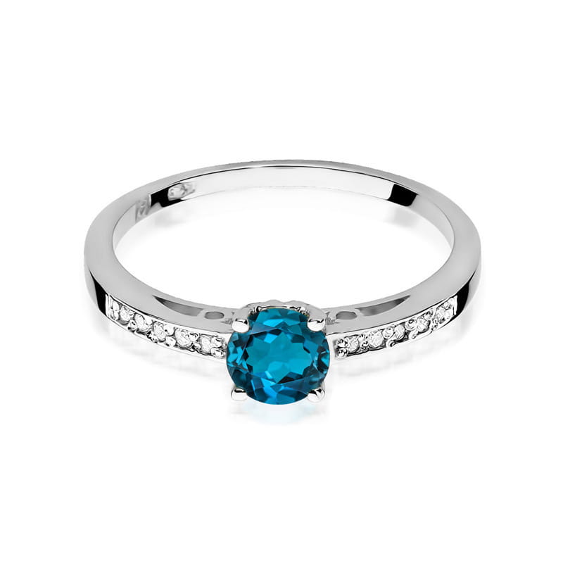 Inel Aur 14K cu Topaz London Blue 0.50 ct si Diamante 0.05 ct