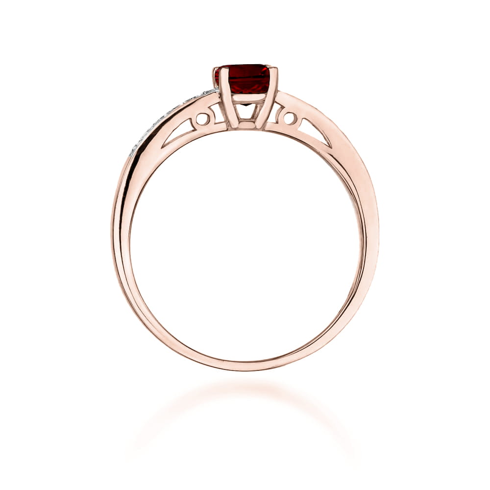 Inel Aur 14K cu Granat 0.60 ct si Diamante 0.05 ct - Roz
