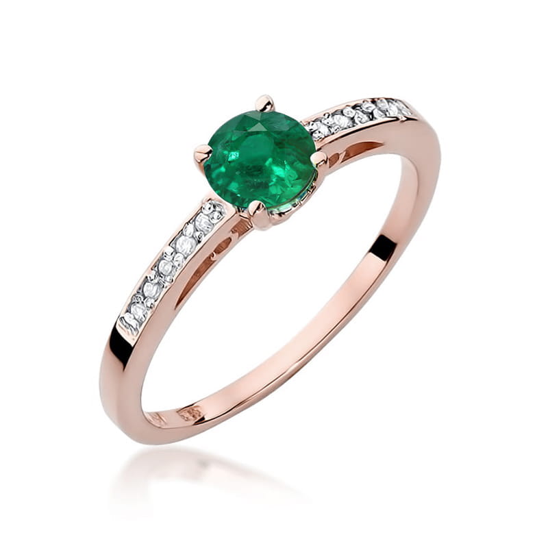 Inel Aur 14k cu Smarald 0.50 ct - Roz