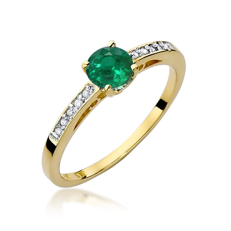 Inel Aur 14k cu Smarald 0.50 ct - Galben