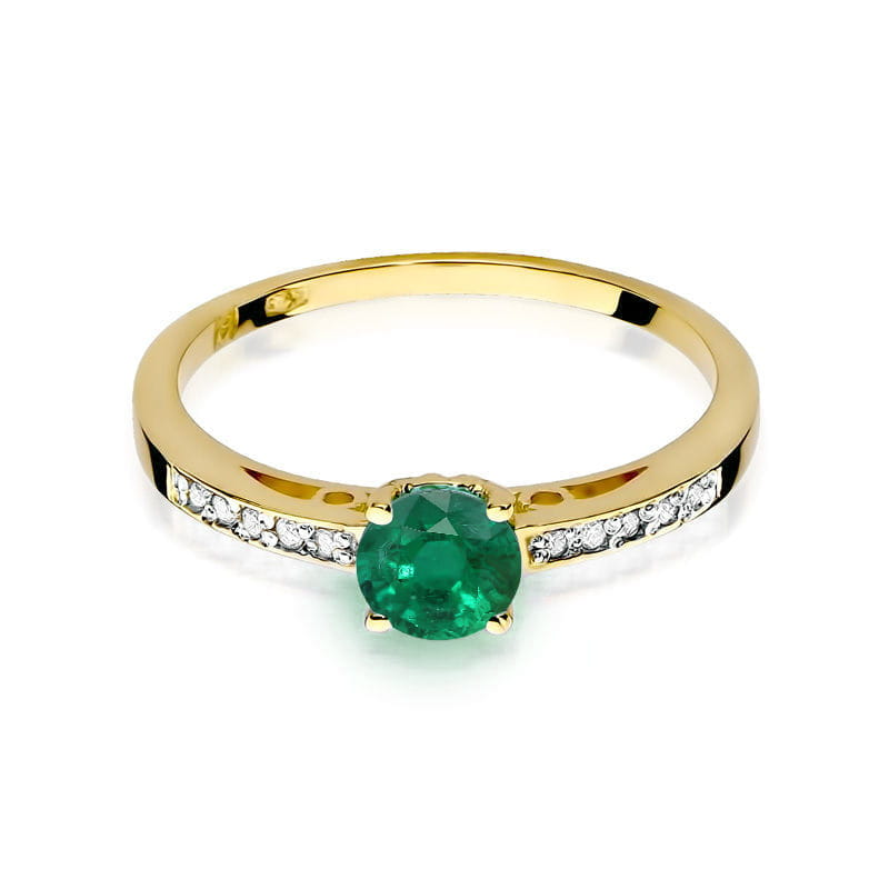 Inel Aur 14k cu Smarald 0.50 ct - Galben
