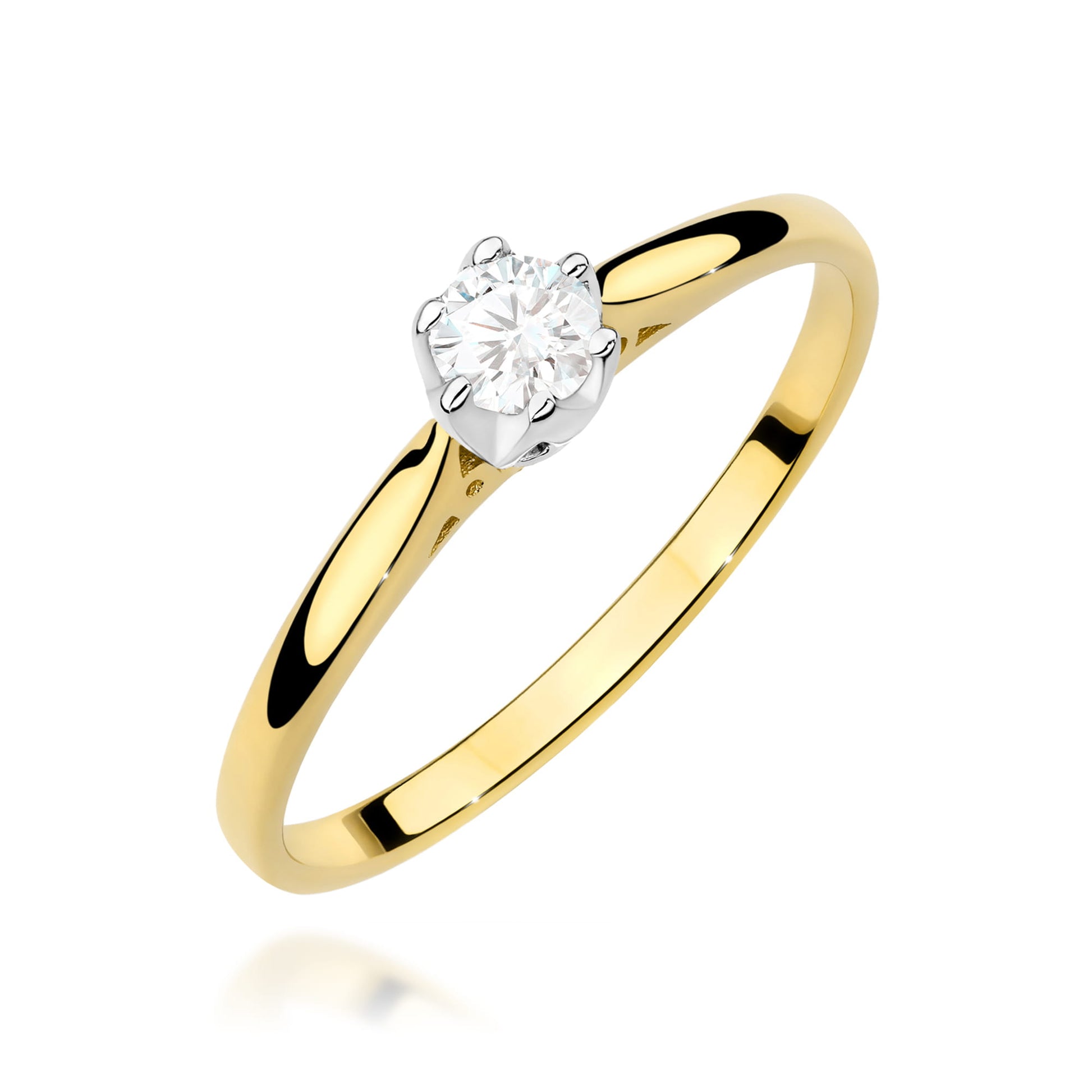 Inel Aur 9K cu Diamant Natural 0.18 ct