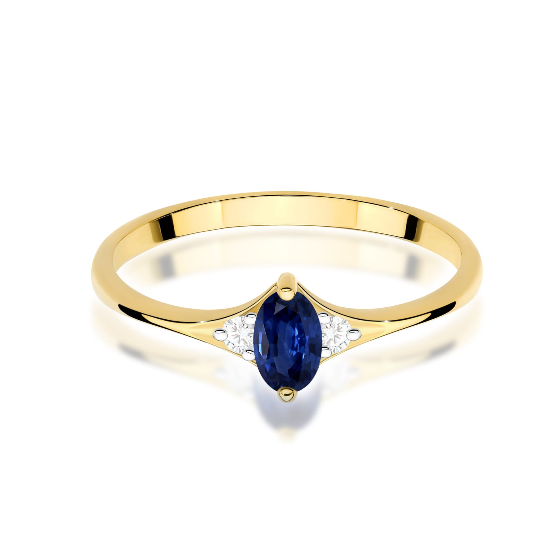 Inel Aur 9K cu Safir 0.30 ct si Diamante Naturale 0.04 ct
