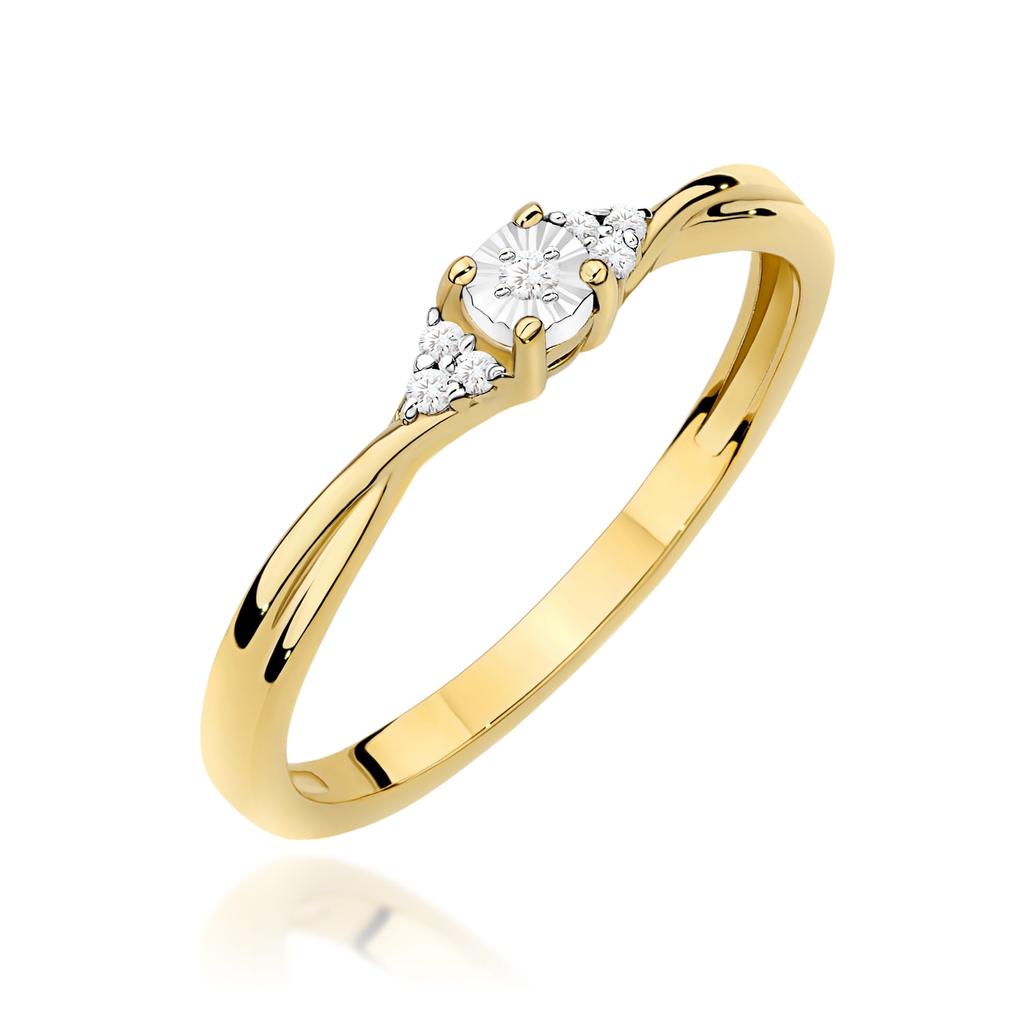 Inel Aur 9K cu Diamante Naturale 0.04 ct