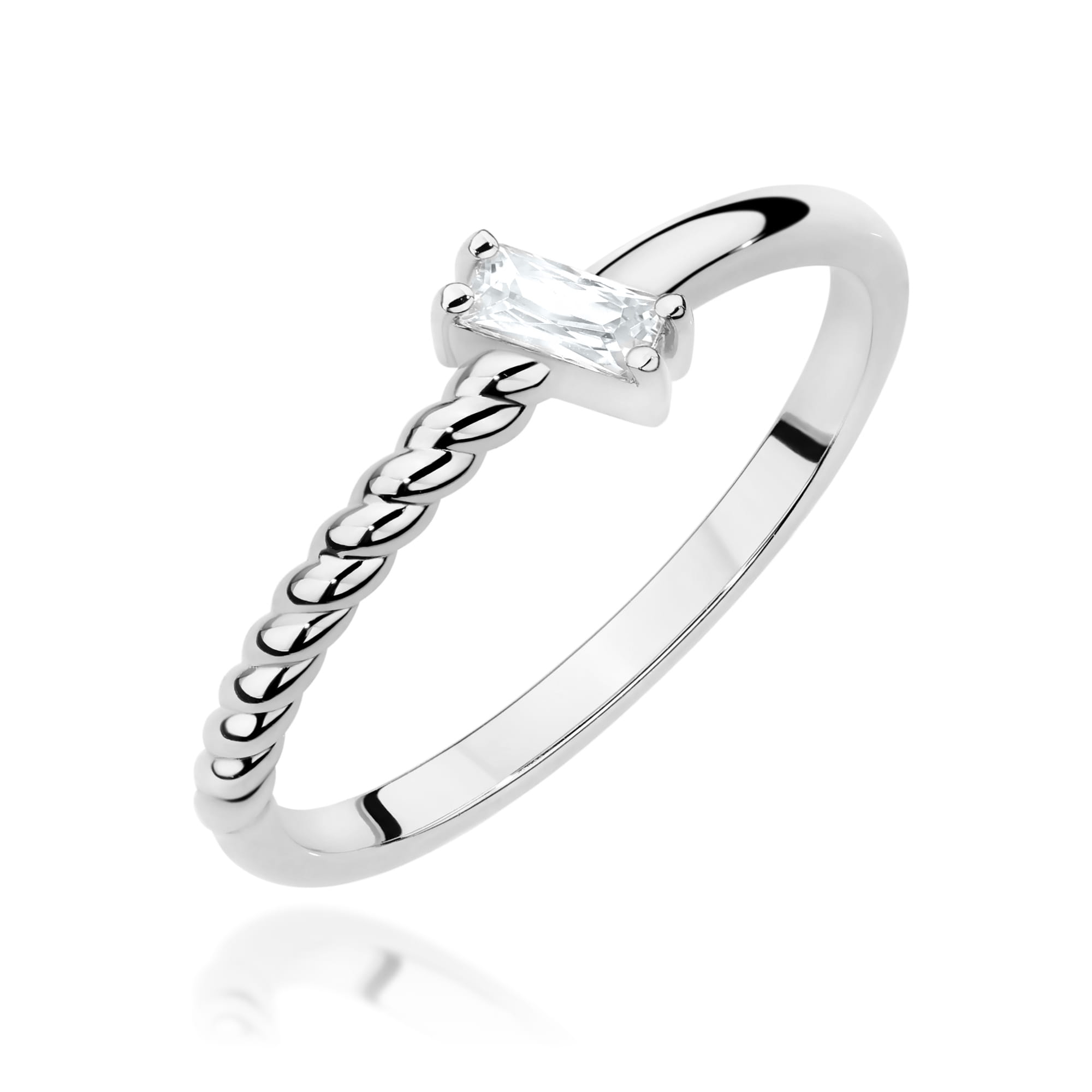 Inel Diamant Aur 14K Baghetă 0.13ct W0683