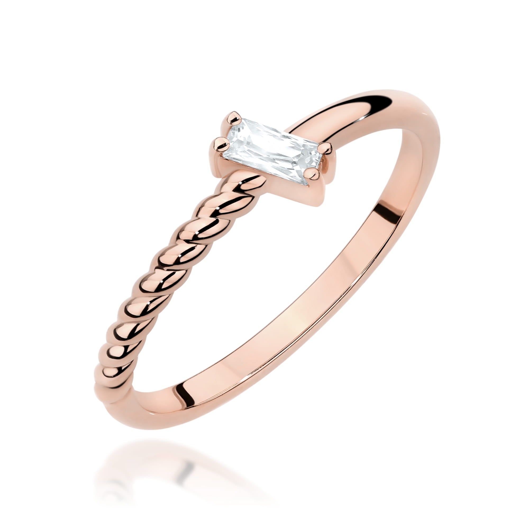 Inel Diamant Aur 14K Baghetă 0.13ct W0683