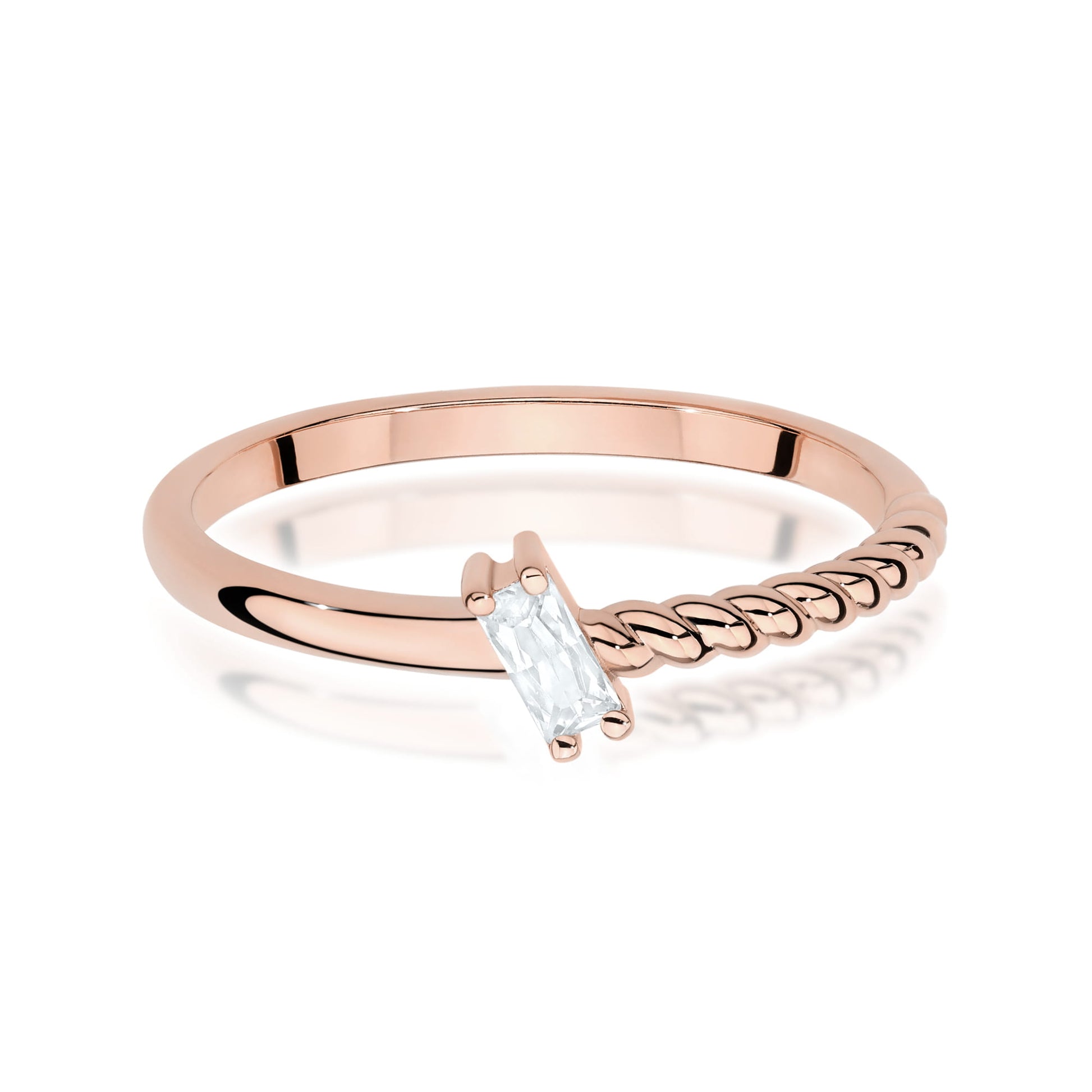 Inel Diamant Aur 14K Baghetă 0.13ct W0683