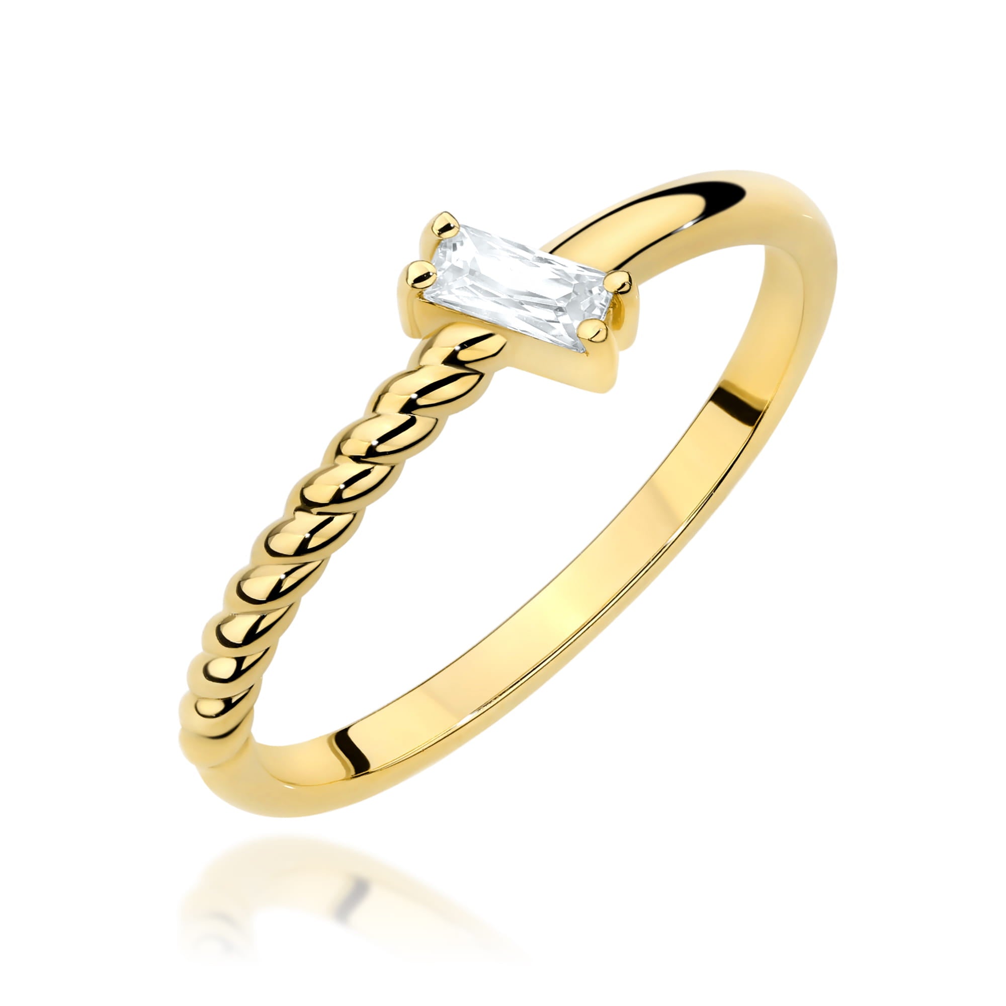 Inel Diamant Aur 14K Baghetă 0.13ct W0683