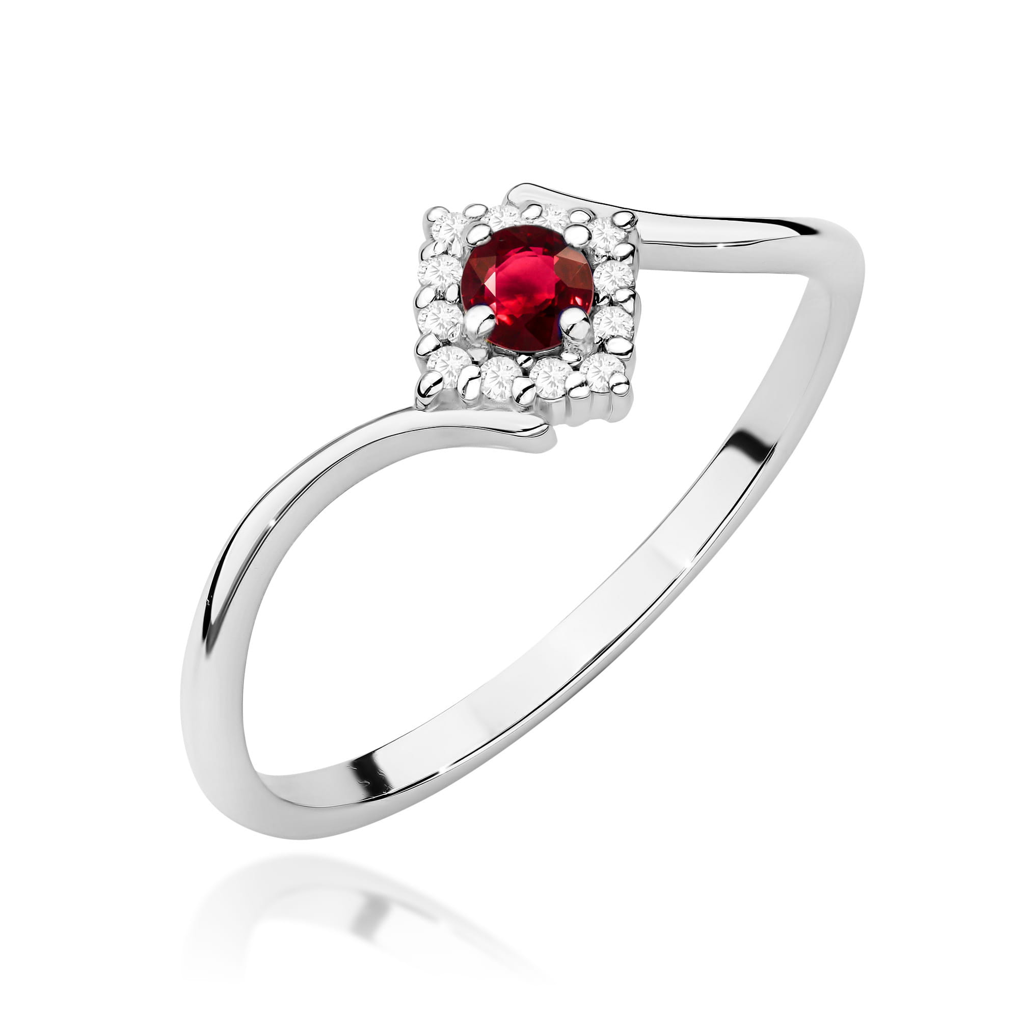 Inel Aur 9K cu Rubin 0.15 ct si Diamante Naturale 0.06 ct