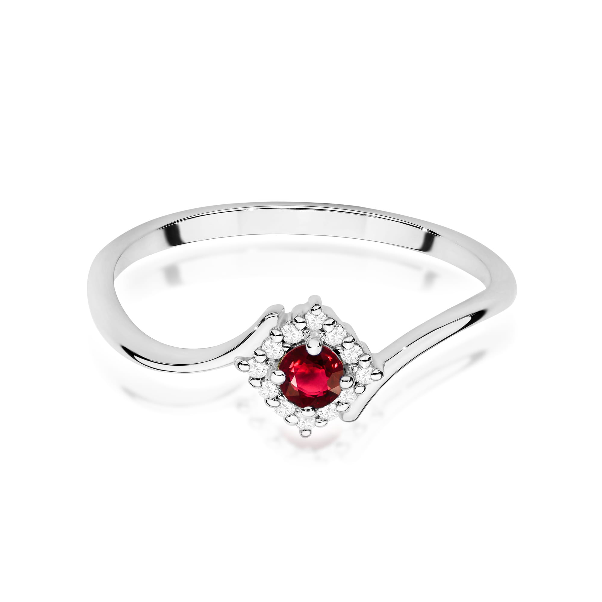 Inel Aur 9K cu Rubin 0.15 ct si Diamante Naturale 0.06 ct